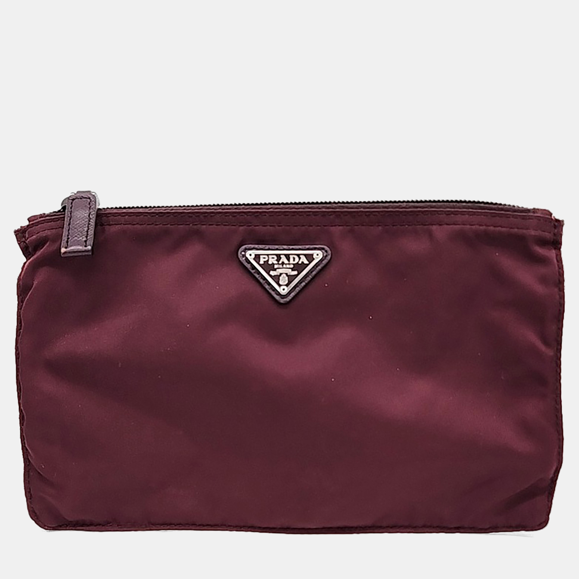 

Prada Burgundy Canvas pouch