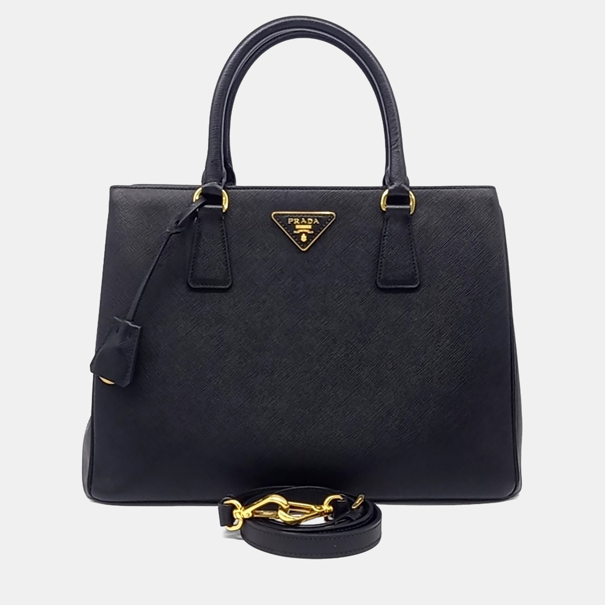 

Prada Black Saffiano Leather Saffiano Luxe Tote and Shoulder Bag
