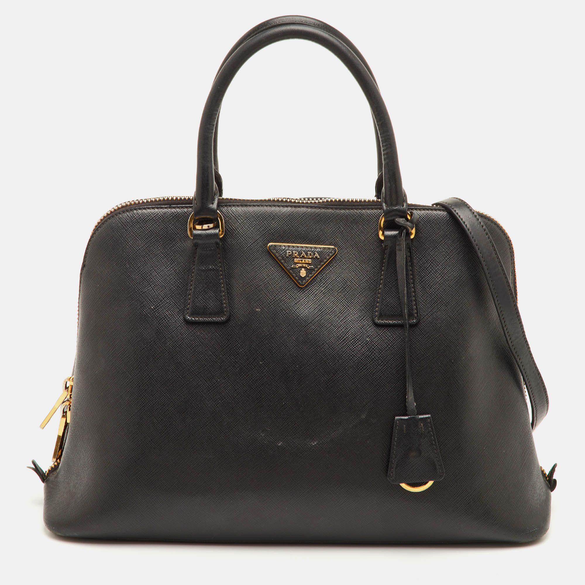 

Prada Promenade  Black Saffiano Cuir Leather Satchel