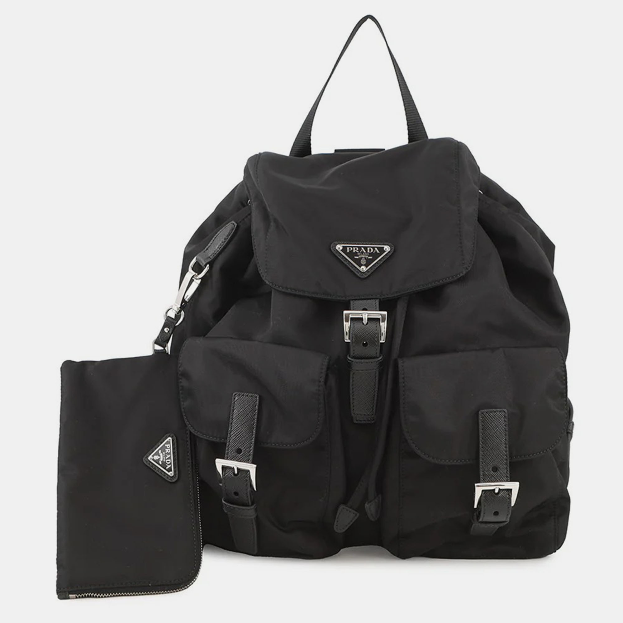 

Prada Medium Re-Nylon Backpack With Pouch Black Nylon Size Medium