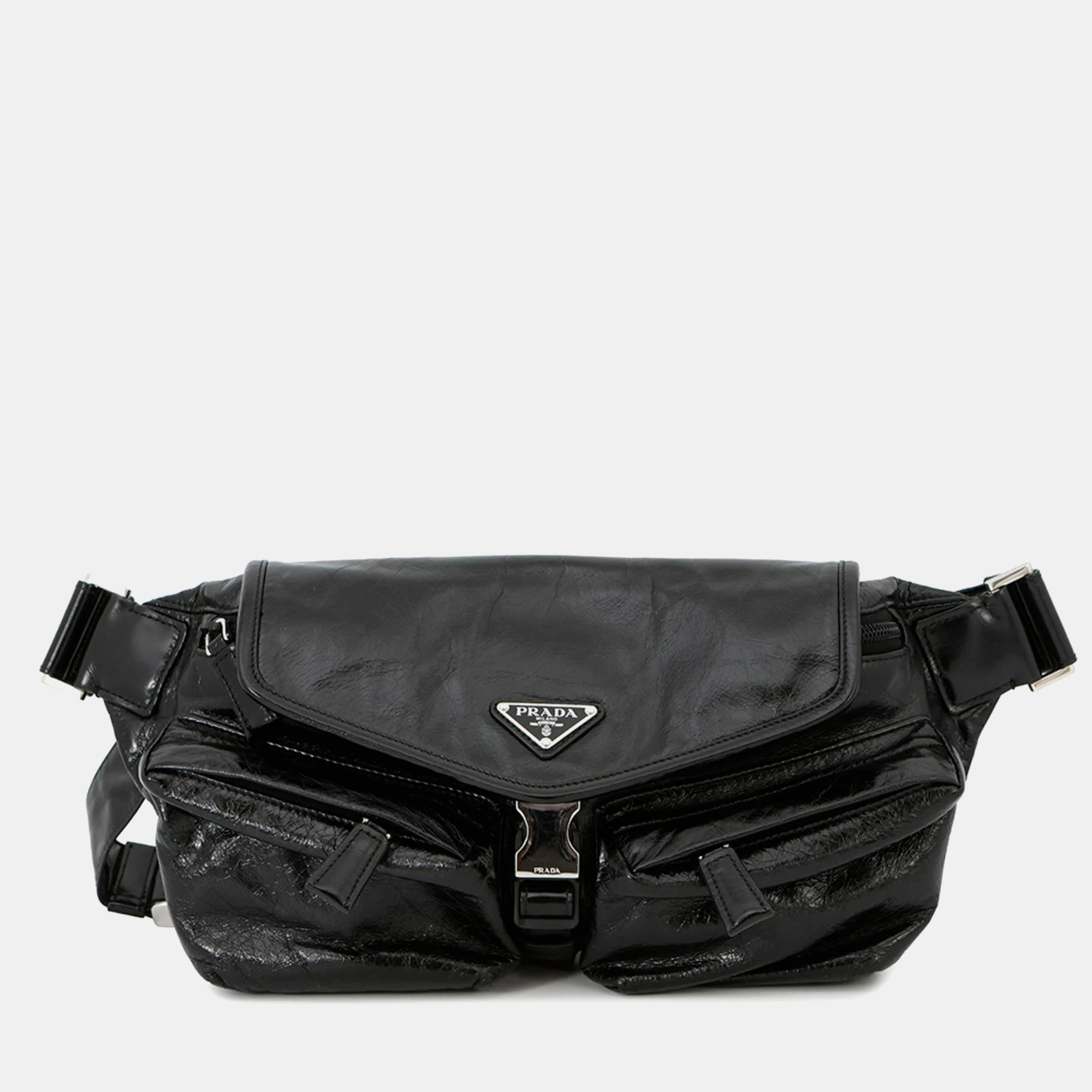 

Prada Triangle Calfskin Body Bag Black