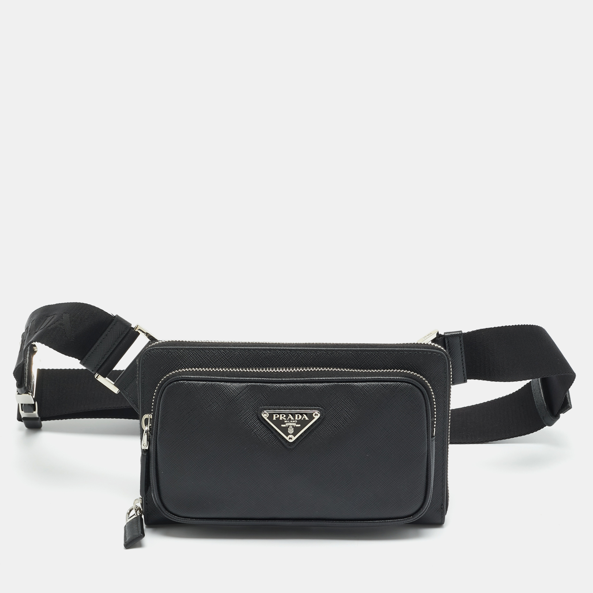 

Prada Travel Black Saffiano Lux Leather Belt Bag