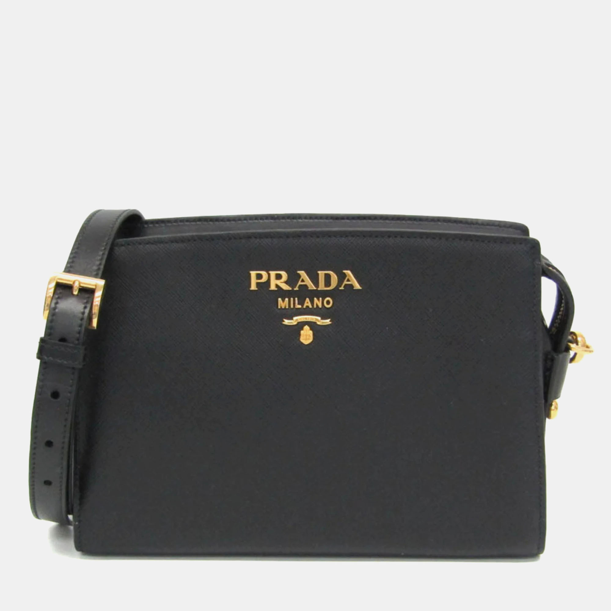 

Prada PELLETTERIA Leather Shoulder Bag Black