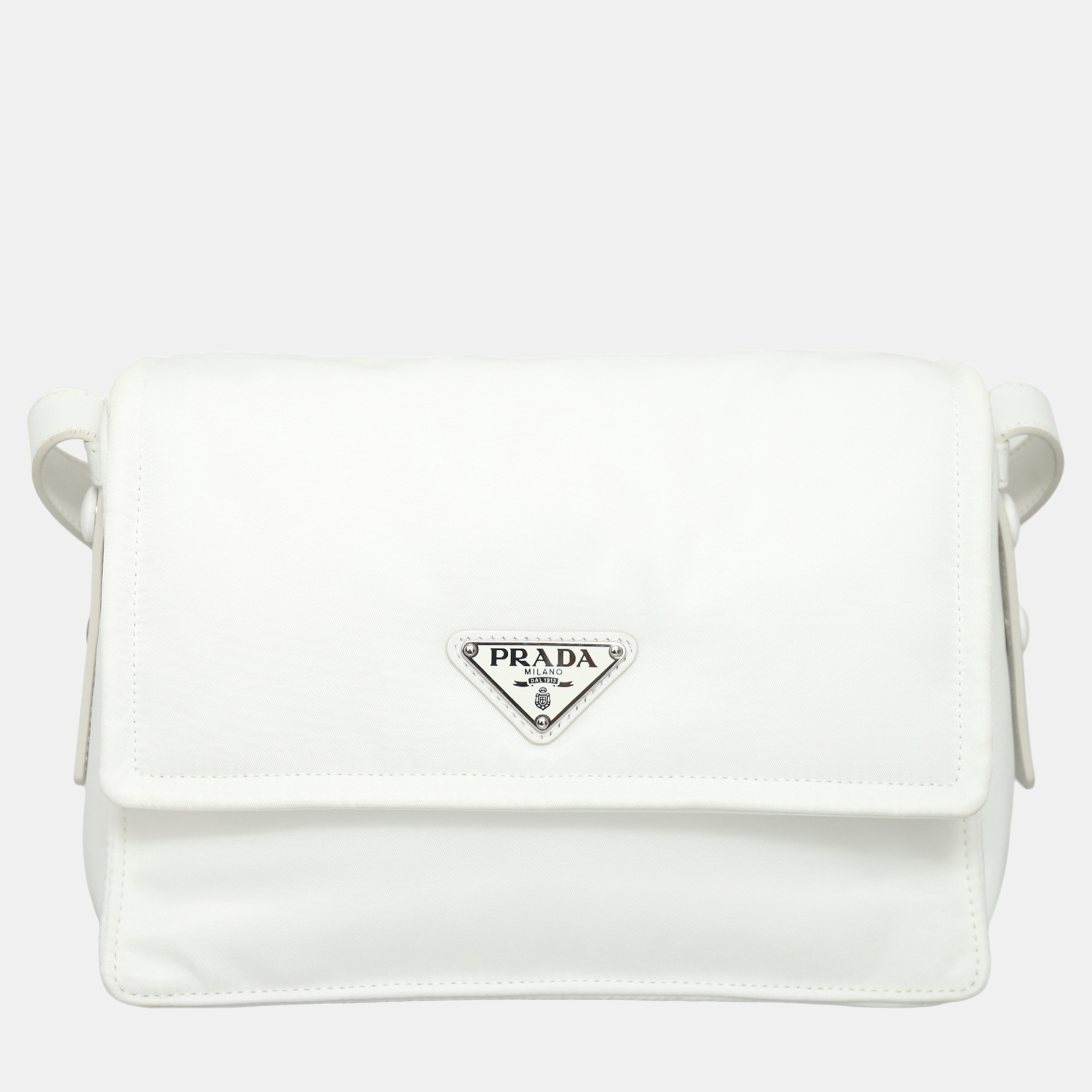 

Prada Triangle Small White Nylon Padded Crossbody Bag