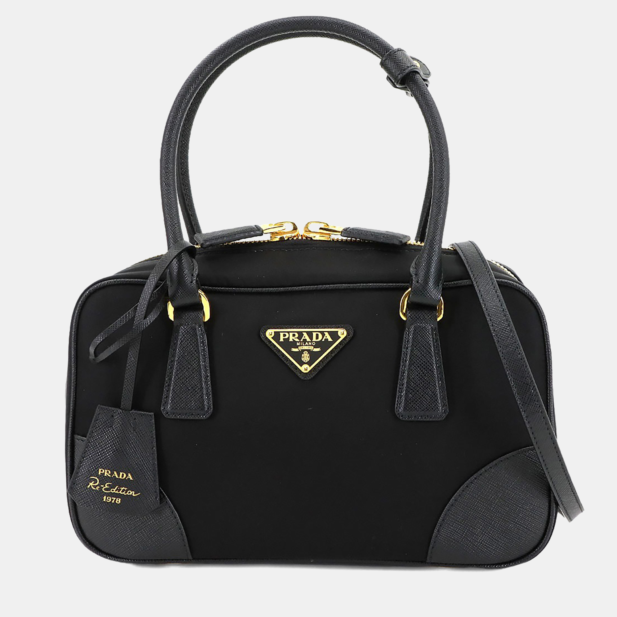 

Prada Re-Edition 1978 Black Nylon Saffiano Leather Shoulder Bag