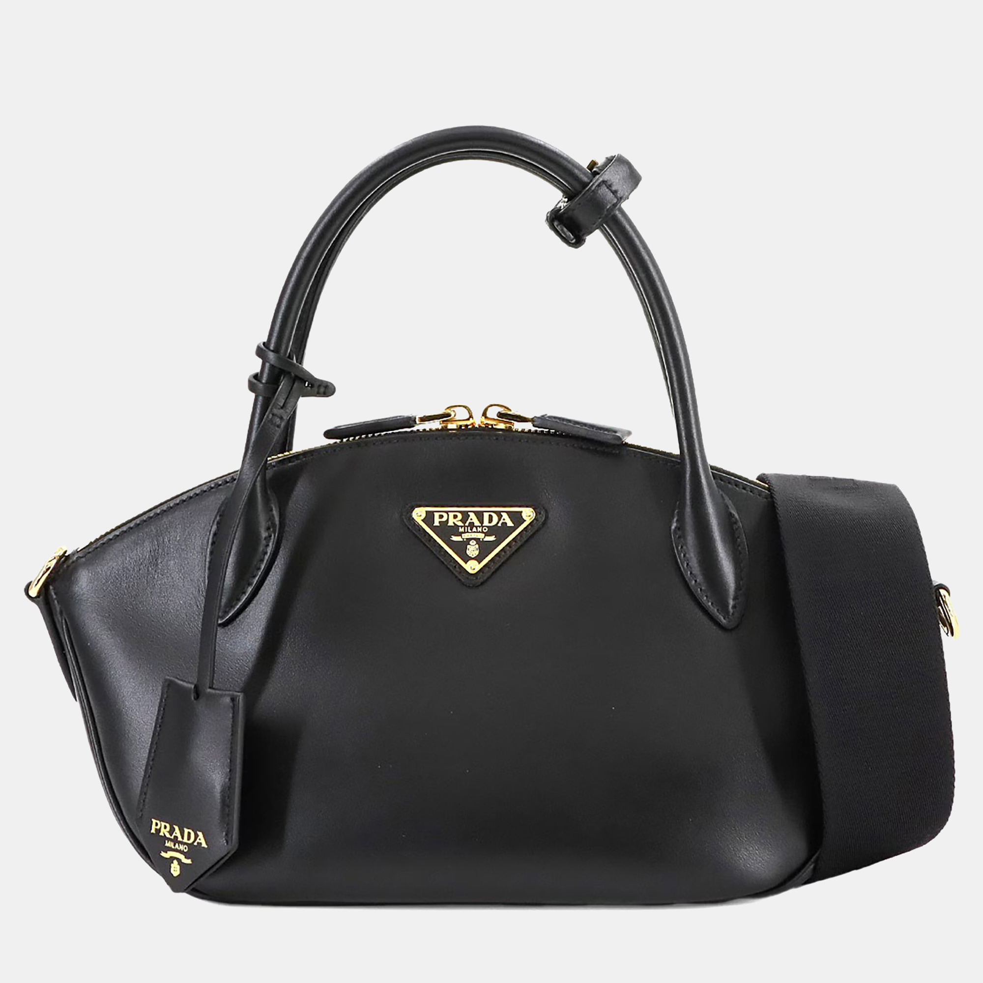 

Prada City Zip Black Leather Shoulder Bag