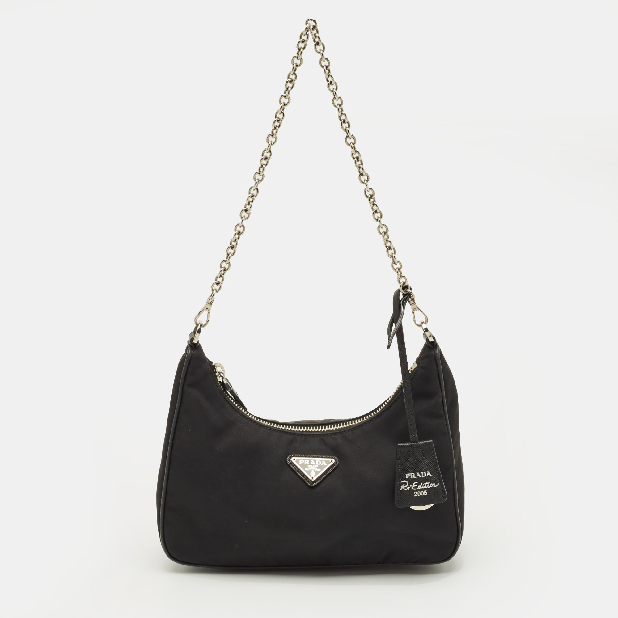 

Prada Re-Edition 2005 Black Nylon and Saffiano Leather Shoulder Bag