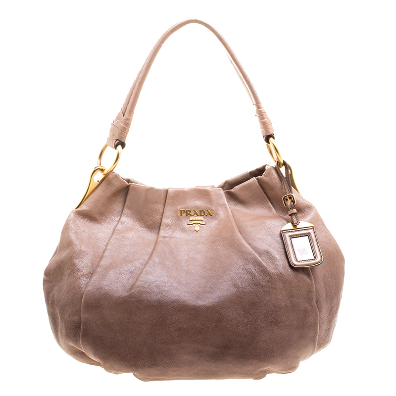 Pre Owned Prada Brown Ombre Leather Hobo
