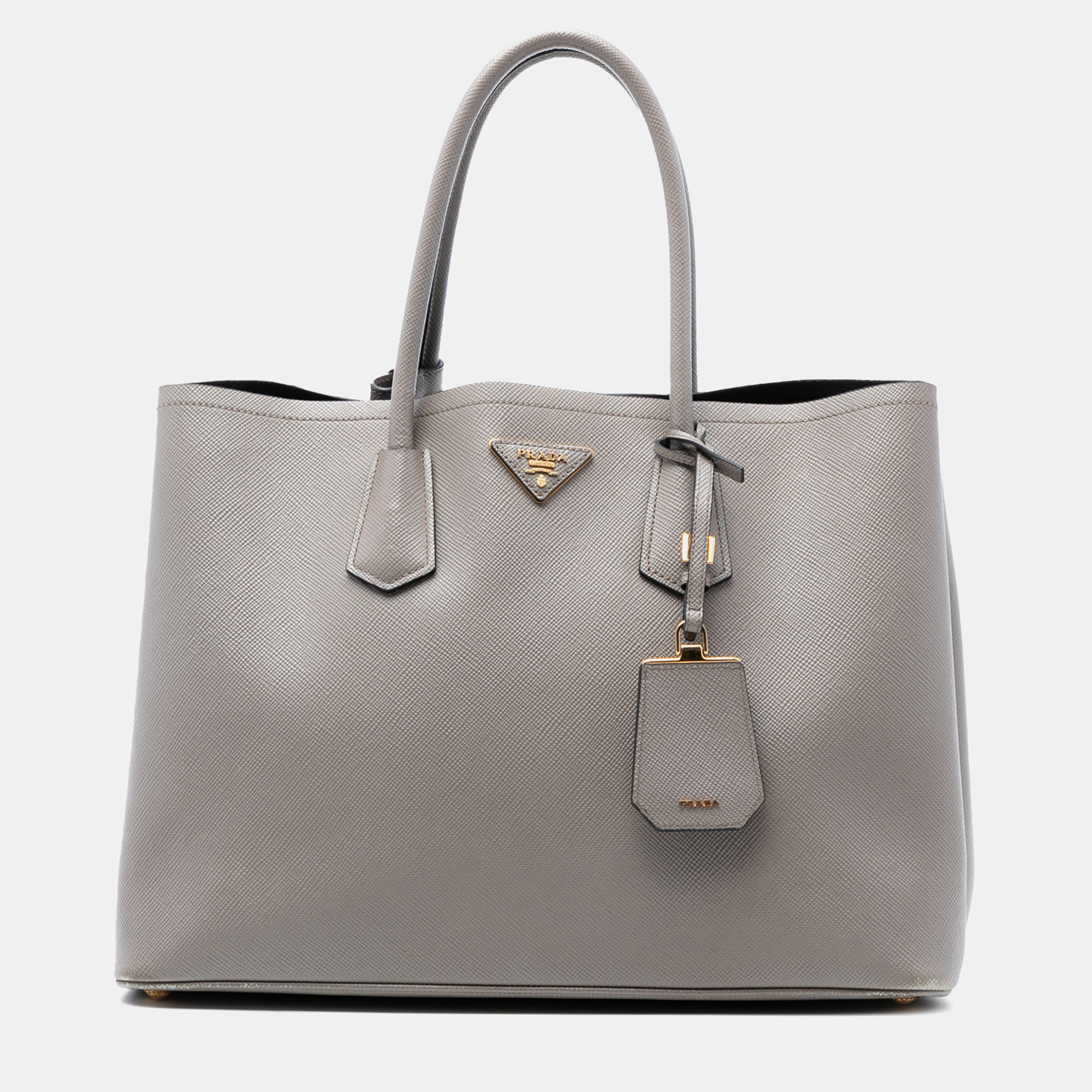 

Prada Grey Large Saffiano Cuir Double Satchel