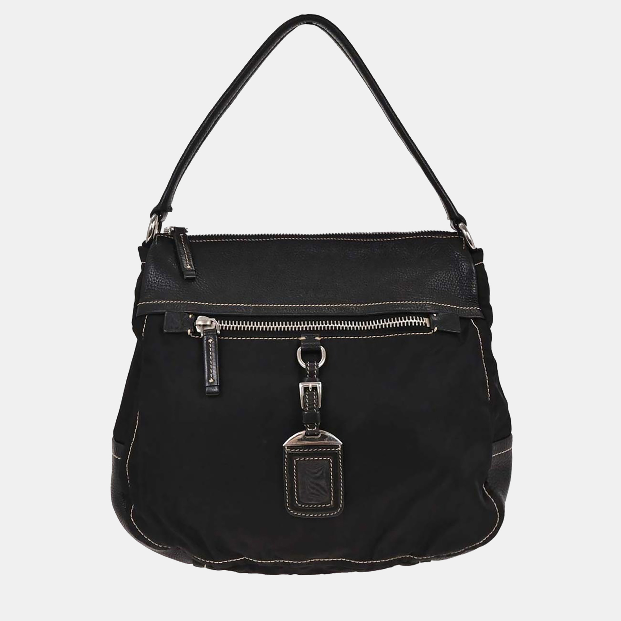 

Prada Black Nylon Leather Shoulder Bag
