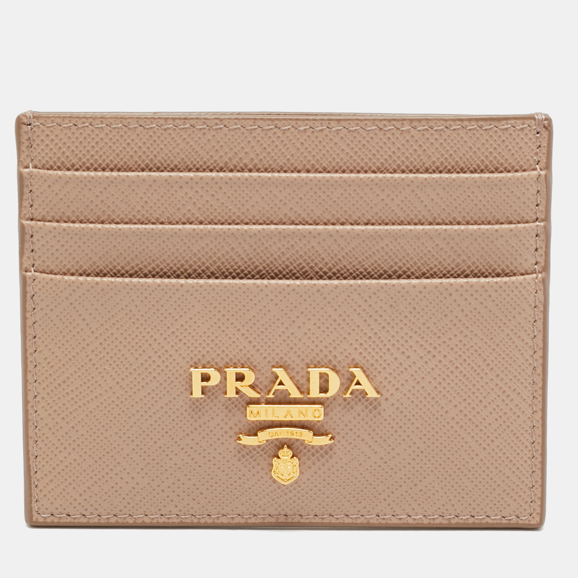 

Prada Logo Beige Saffiano Leather Card Holder