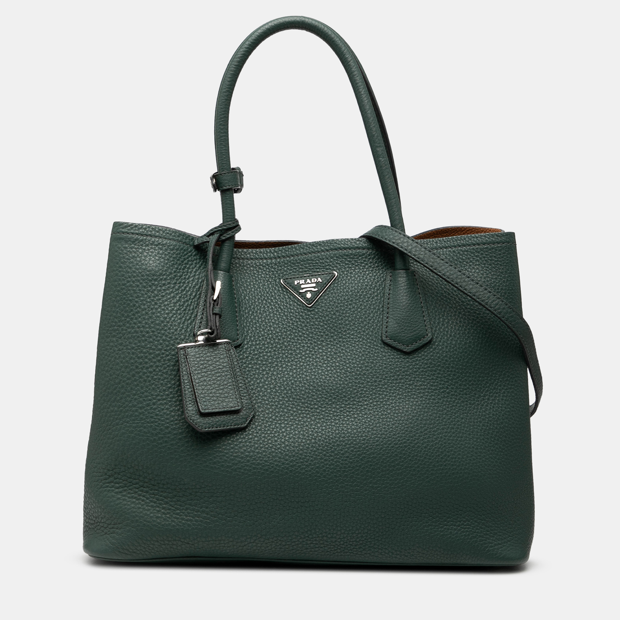 

Prada Green Vitello Daino Double Handle Tote