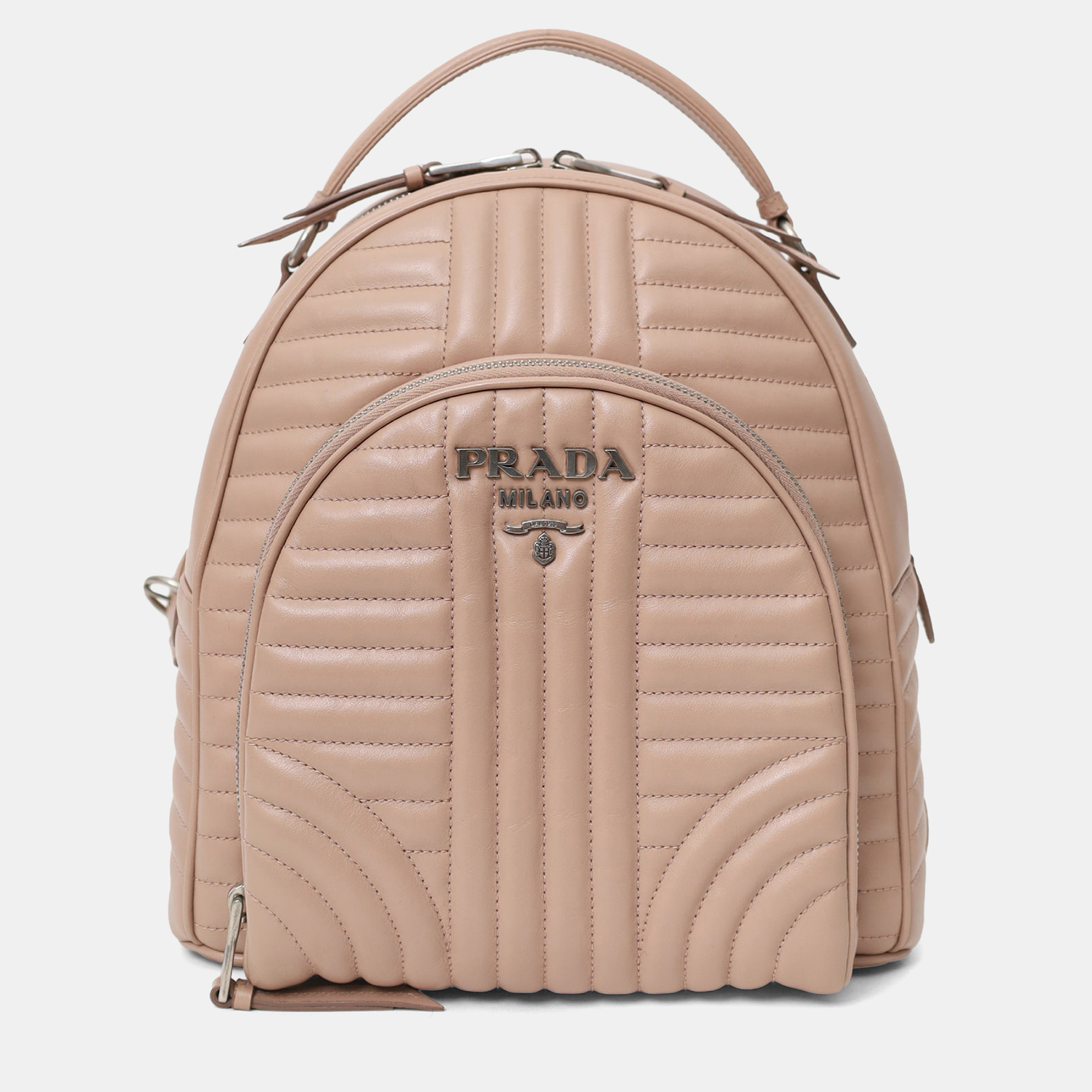 

Prada Pink Soft Calf Impunture Diagramme Backpack