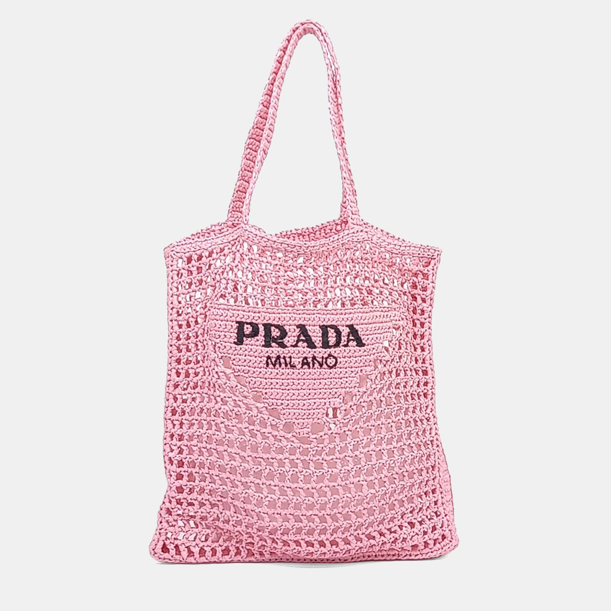 

Prada Pink Raffia Shoulder Bag