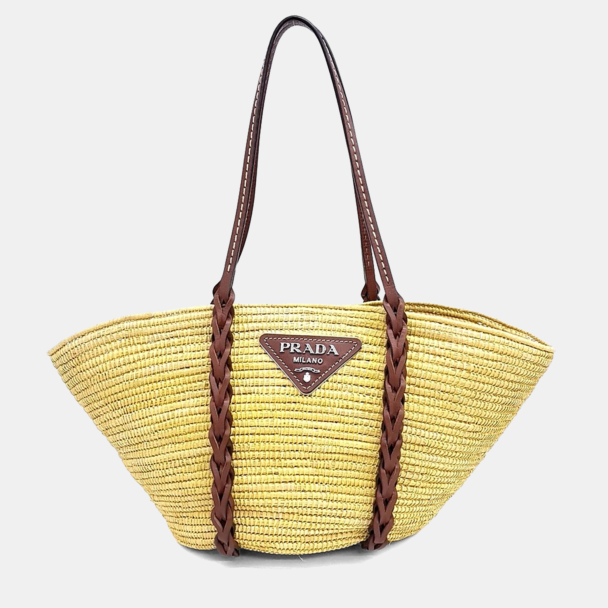 

Prada Beige Raffia Straw Raffia Basket Bag