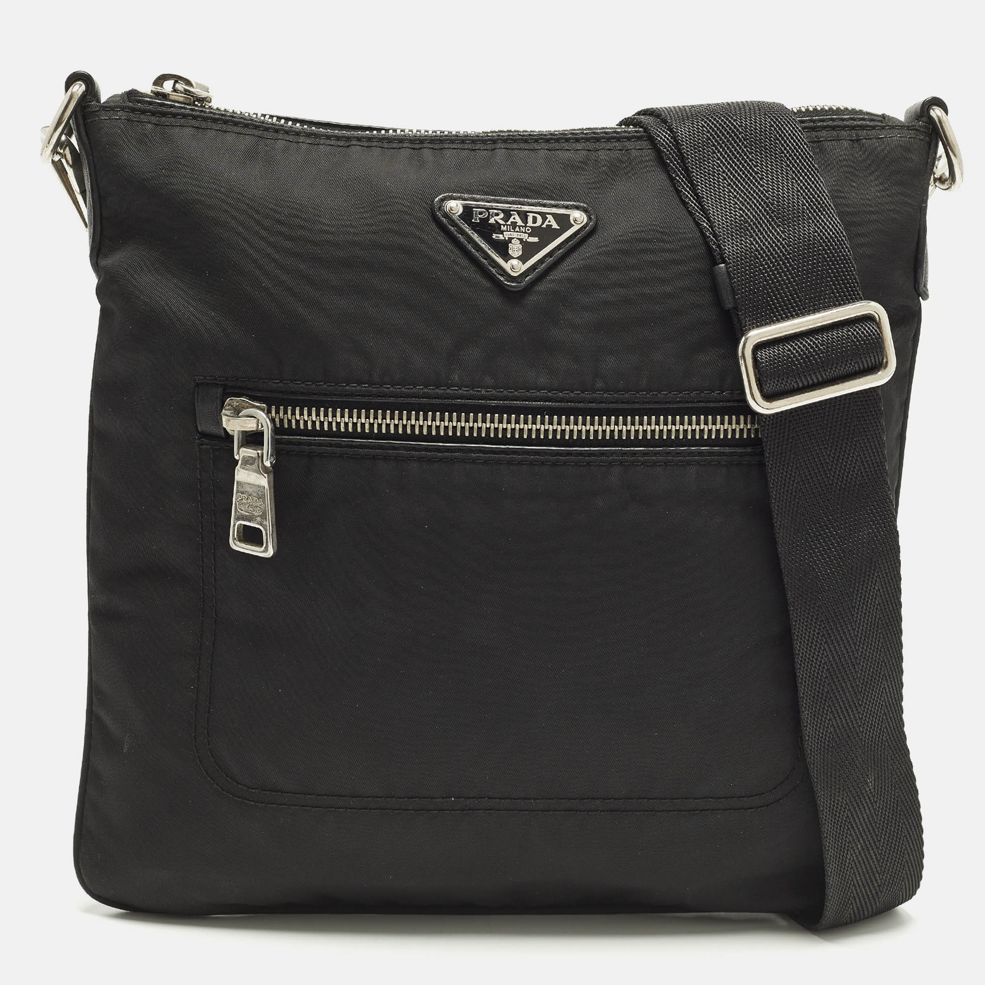 

Prada Flat Black Nylon Messenger Bag
