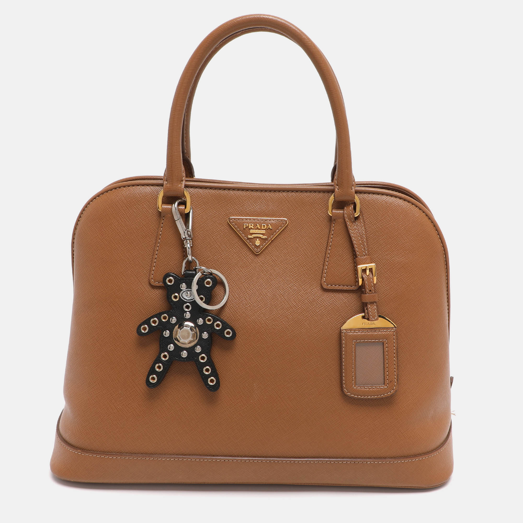 

Prada Open Promenade Brown Saffiano Lux Leather Satchel