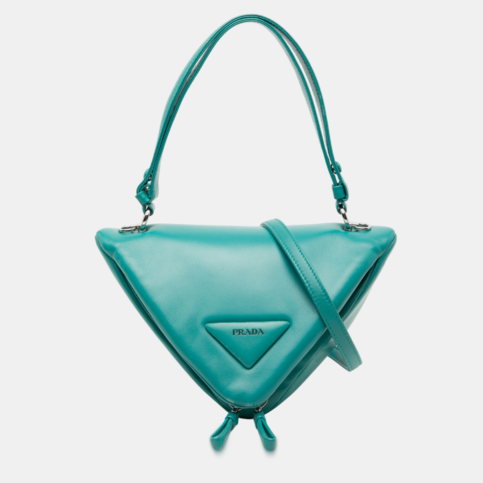

Prada Blue Nappa Padded Signaux Triangle Satchel