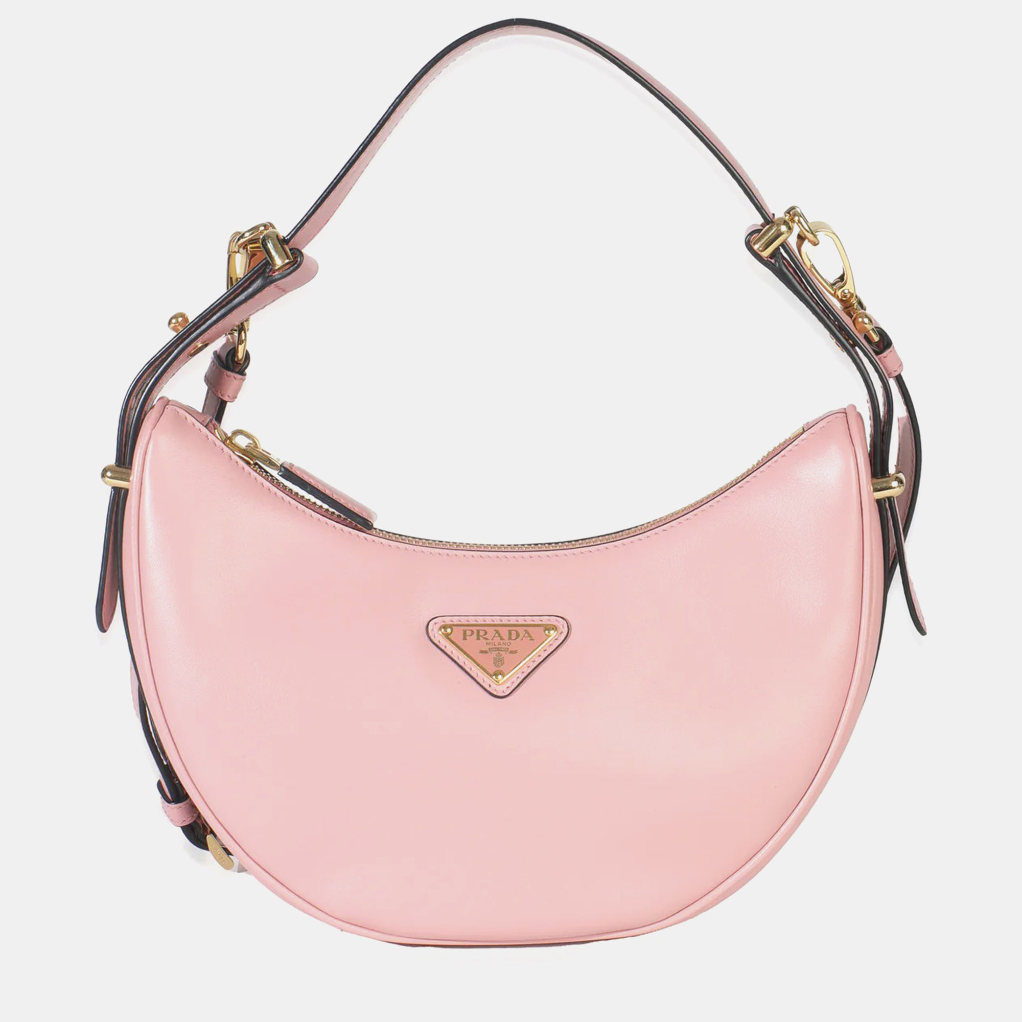 

Prada Pink Smooth Calfskin Arque Half Moon Hobo