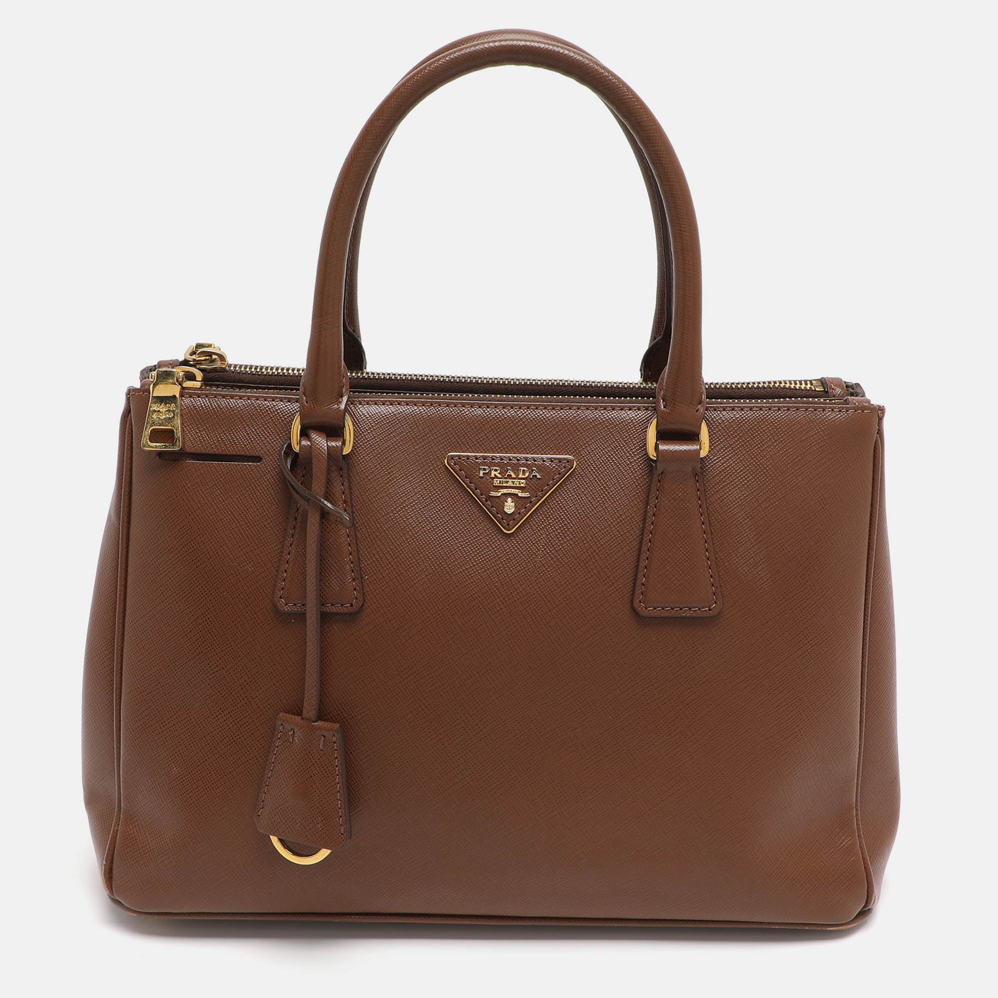 

Prada Galleria Double Zip  Brown Saffiano Lux Leather Tote