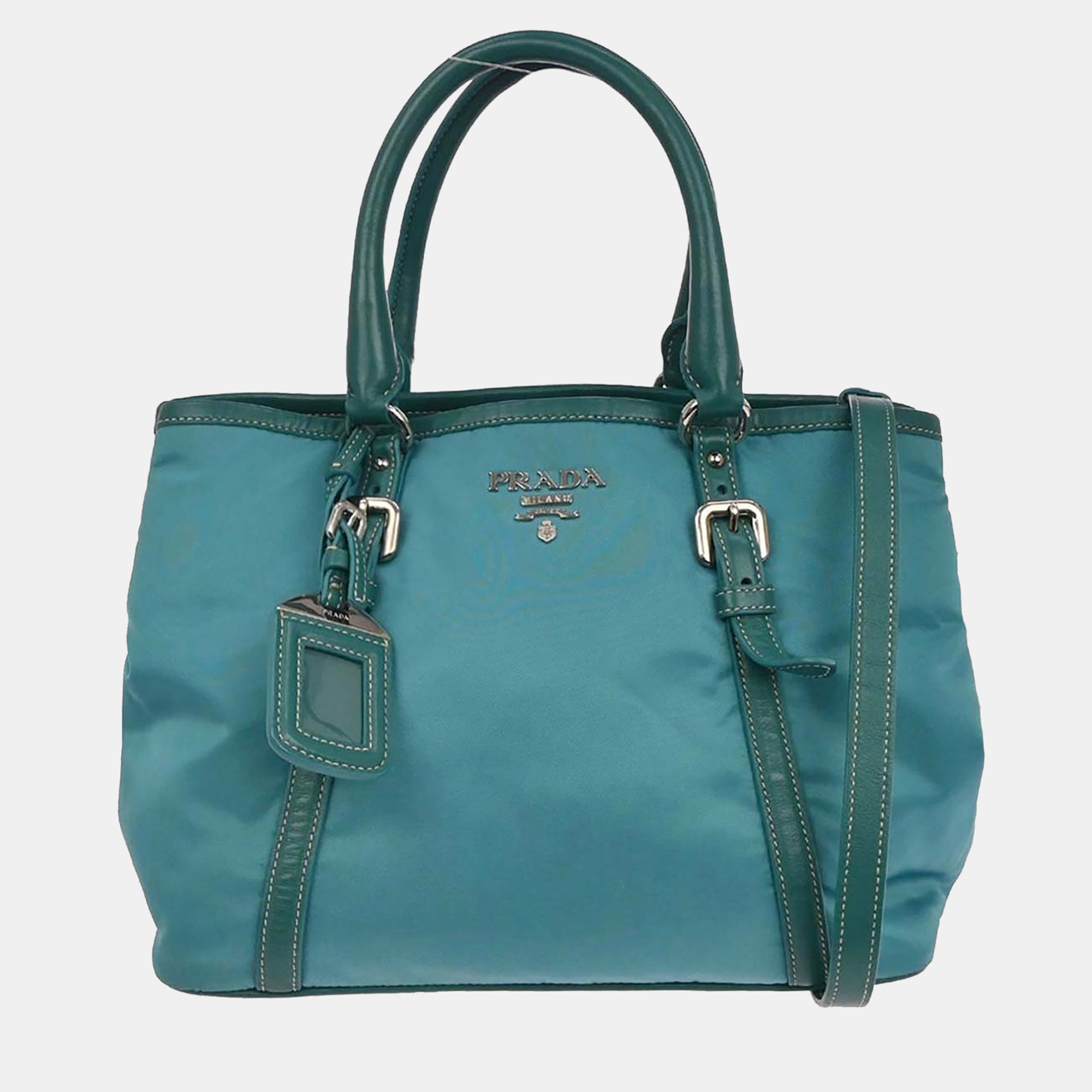 

Prada Turquoise Blue Nylon 2way Handbag