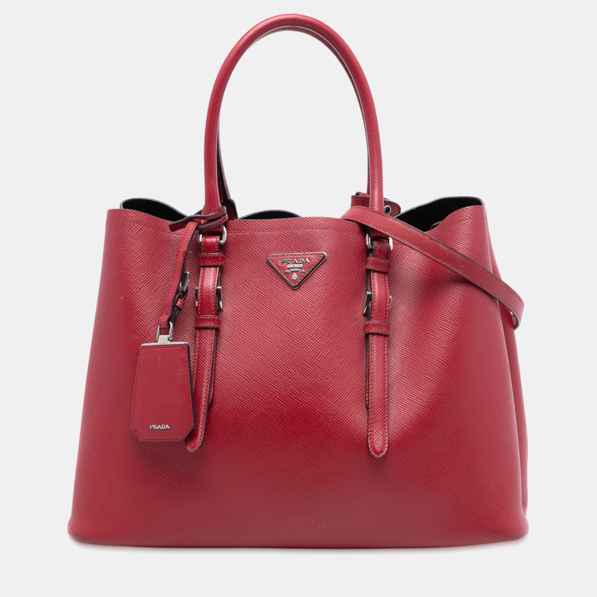 

Prada Red Medium Saffiano Cuir Double Handle Satchel