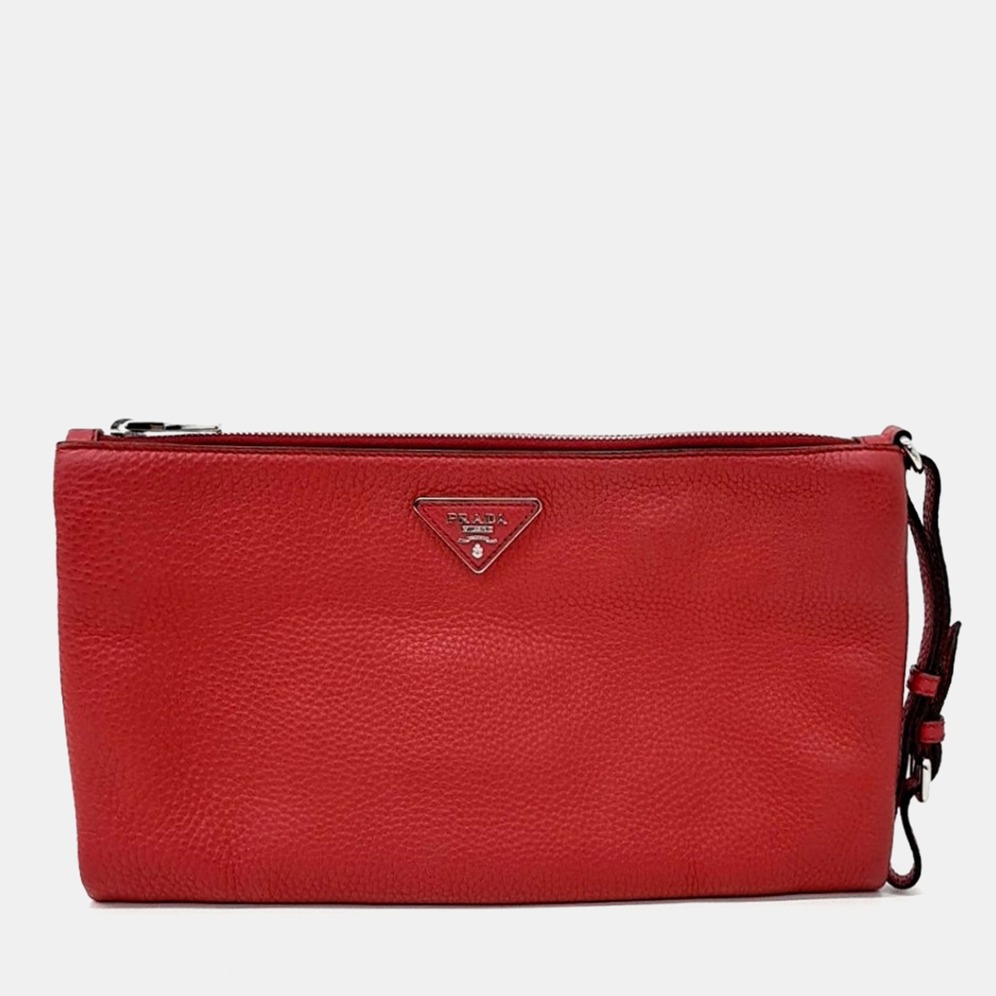

Prada Red Leather clutch