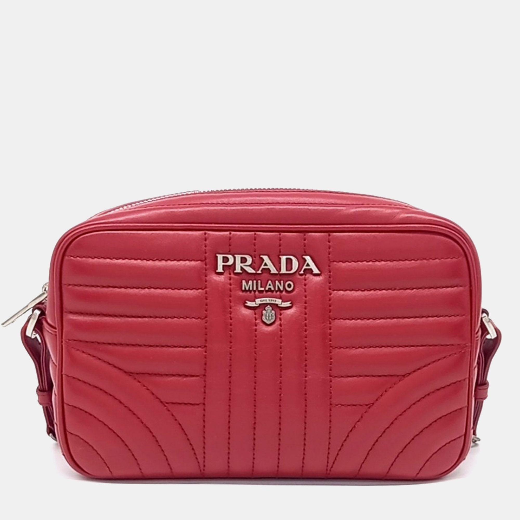 

Prada Red Leather Soft Calf Diagram Crossbody Bag