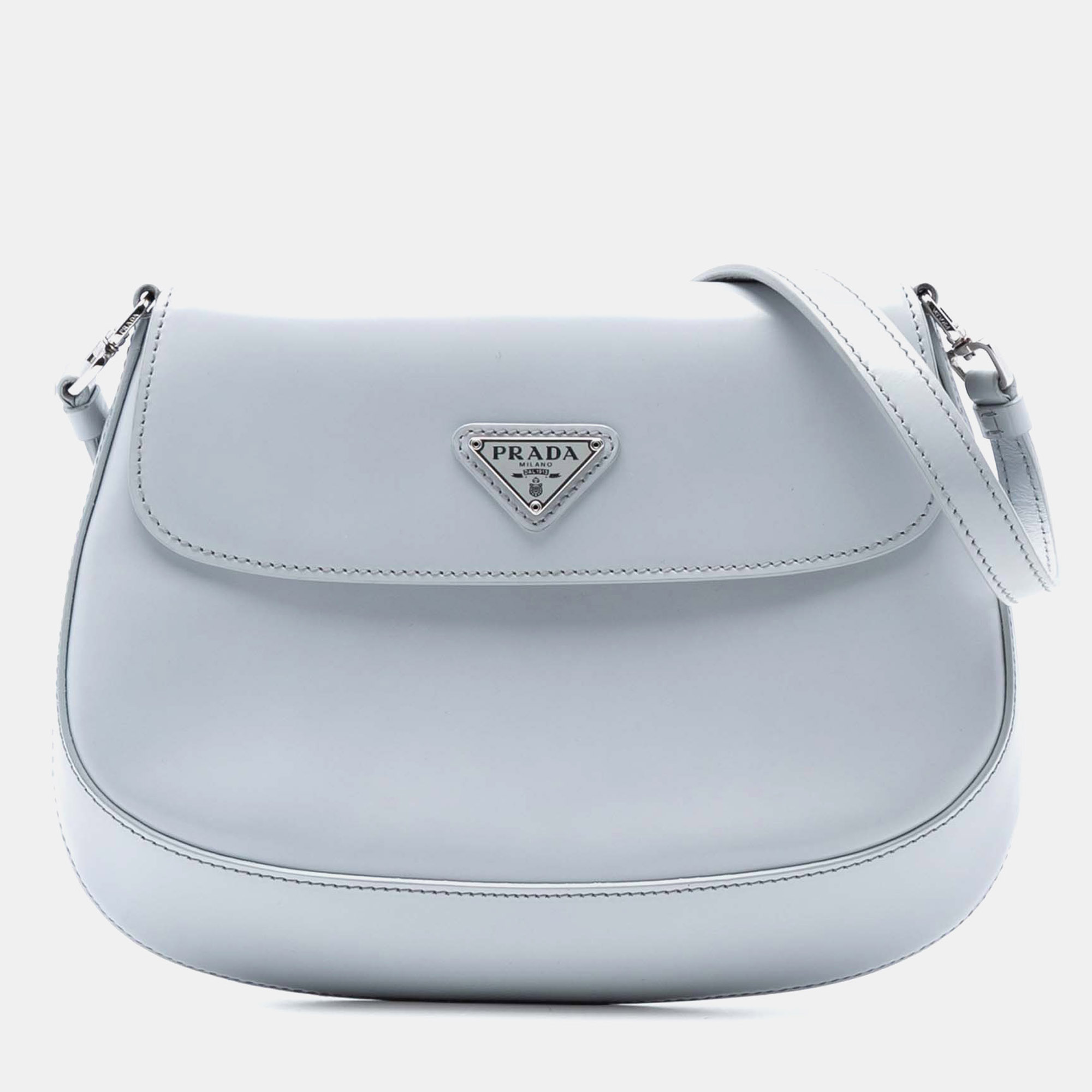 

Prada Grey Mini Brushed Leather Cleo Flap
