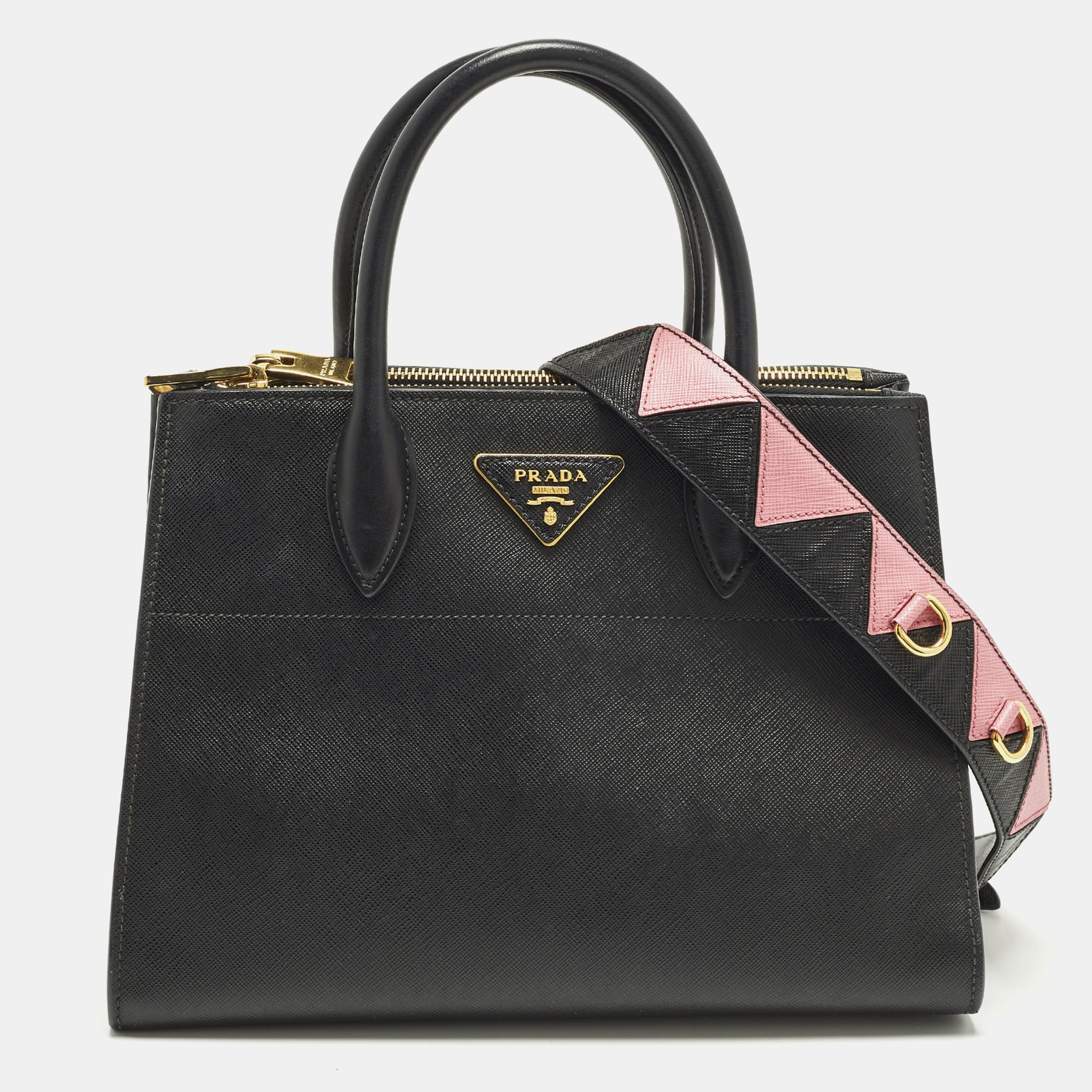 

Prada Paradigme Black/Pink Saffiano Leather Tote