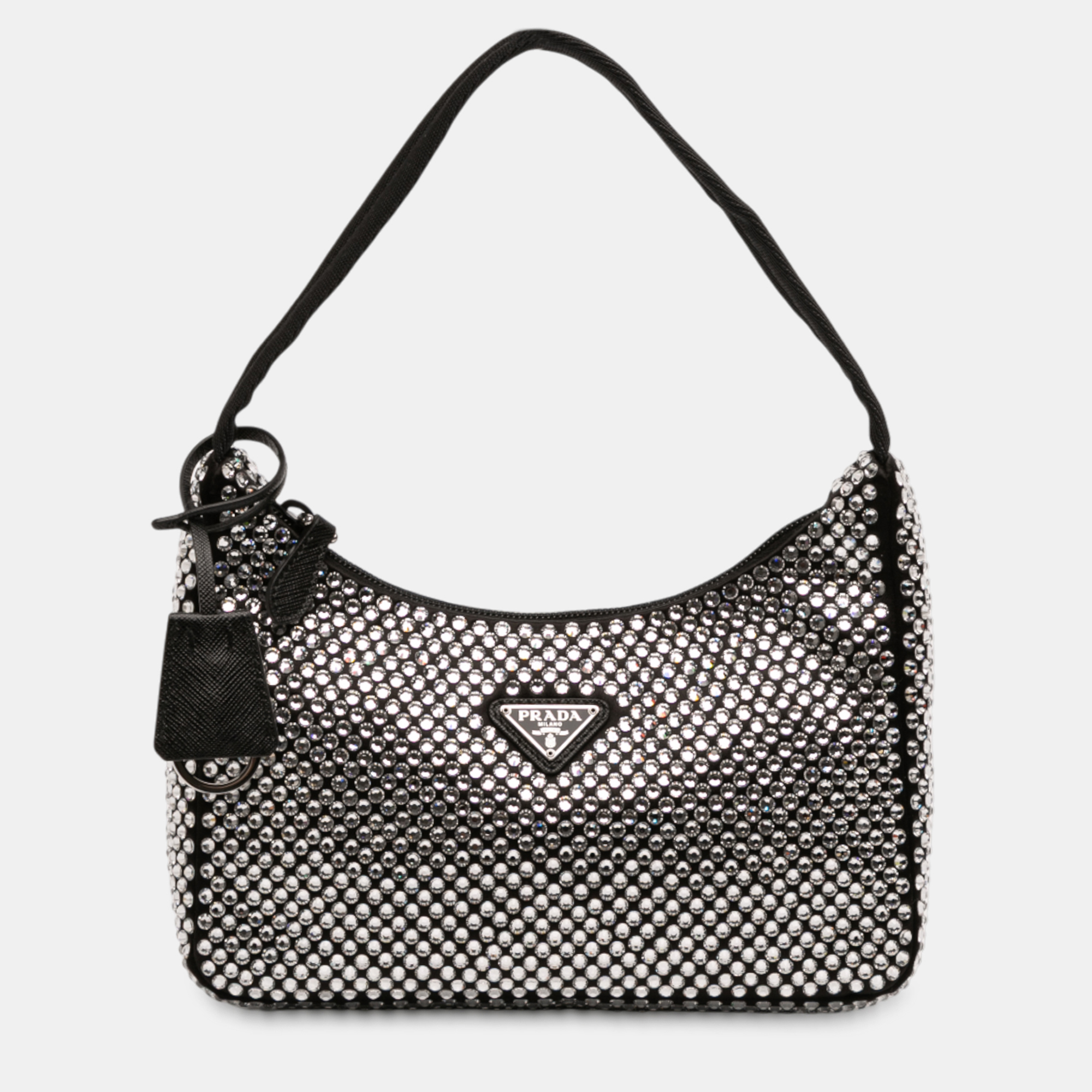 

Prada Black Mini Satin Crystal Re Edition 2000 Shoulder Bag