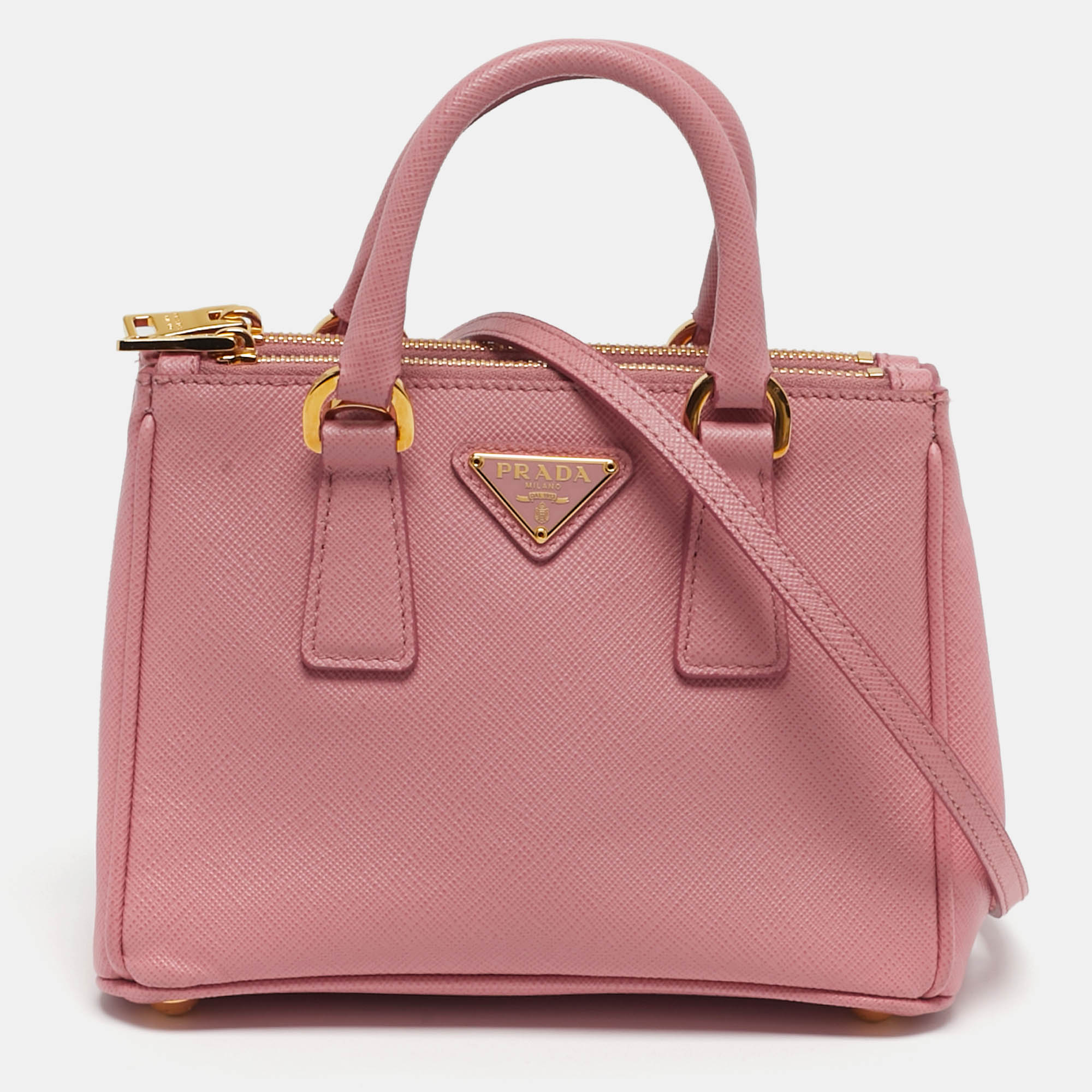 

Prada Galleria Micro Pink Saffiano Lux Leather Tote