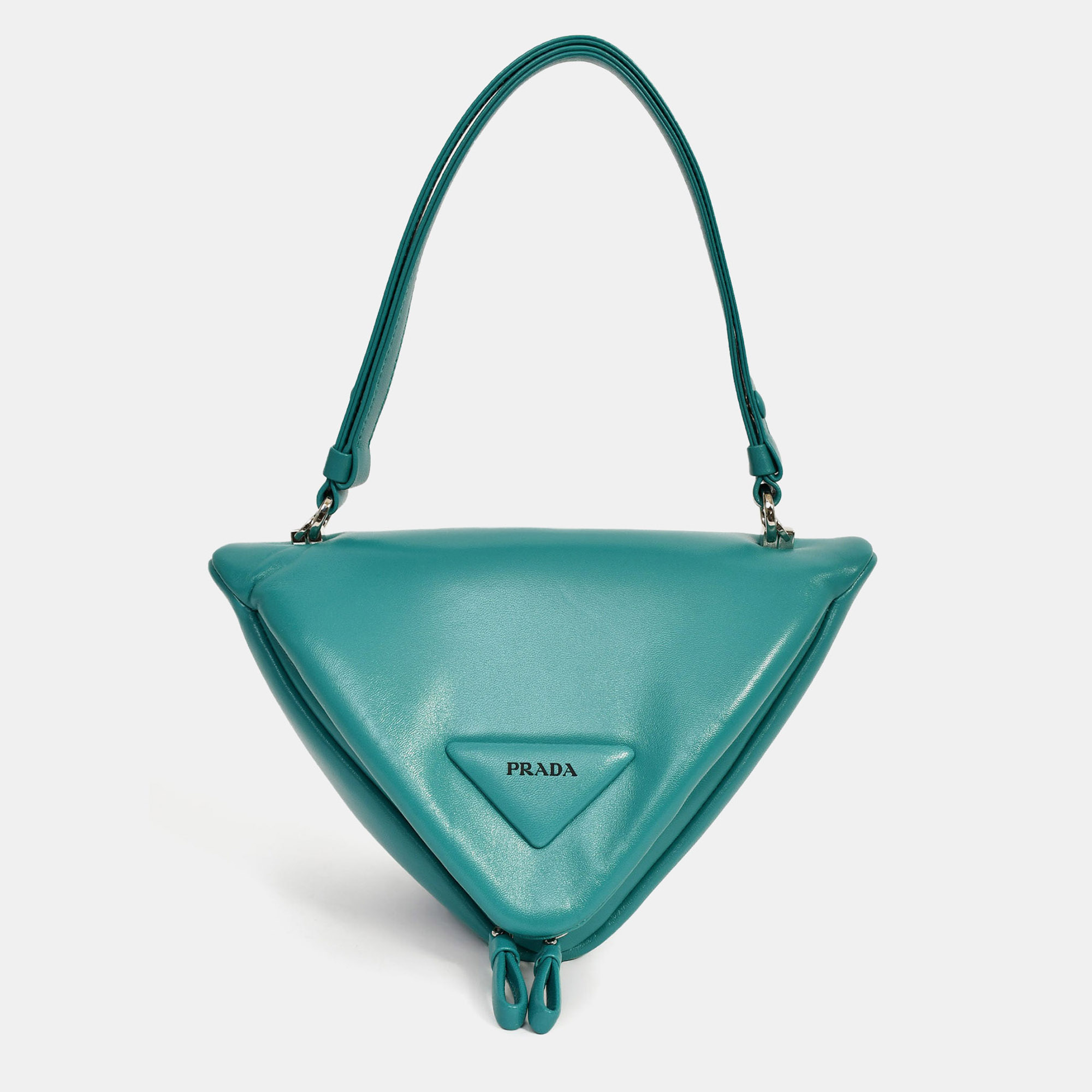 

Prada 2021 Green Padded Nappa Grace Lux Triangle Crossbody Bag