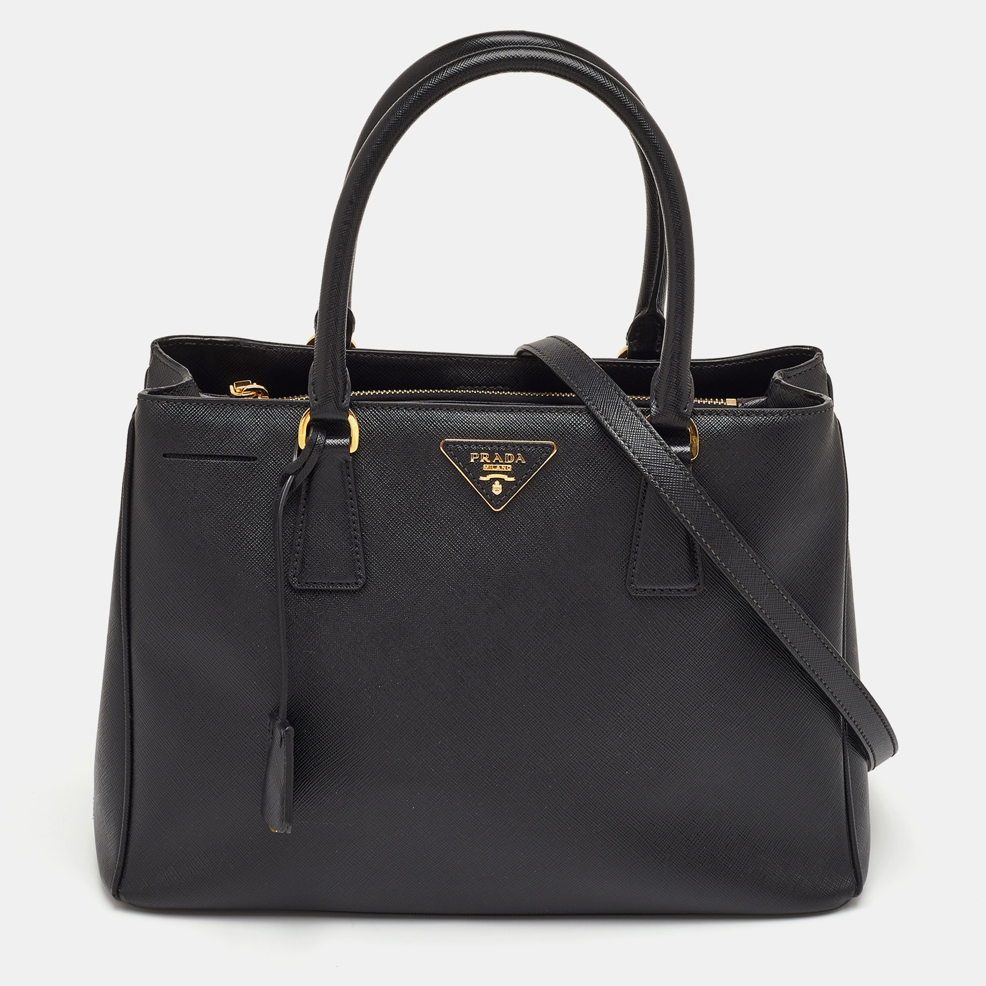 

Prada Galleria  Black Saffiano Lux Leather Zip Tote