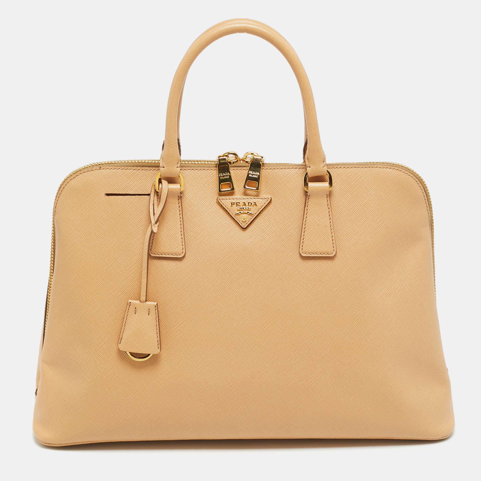 

Prada Large Promenade Beige Saffiano Lux Leather Satchel