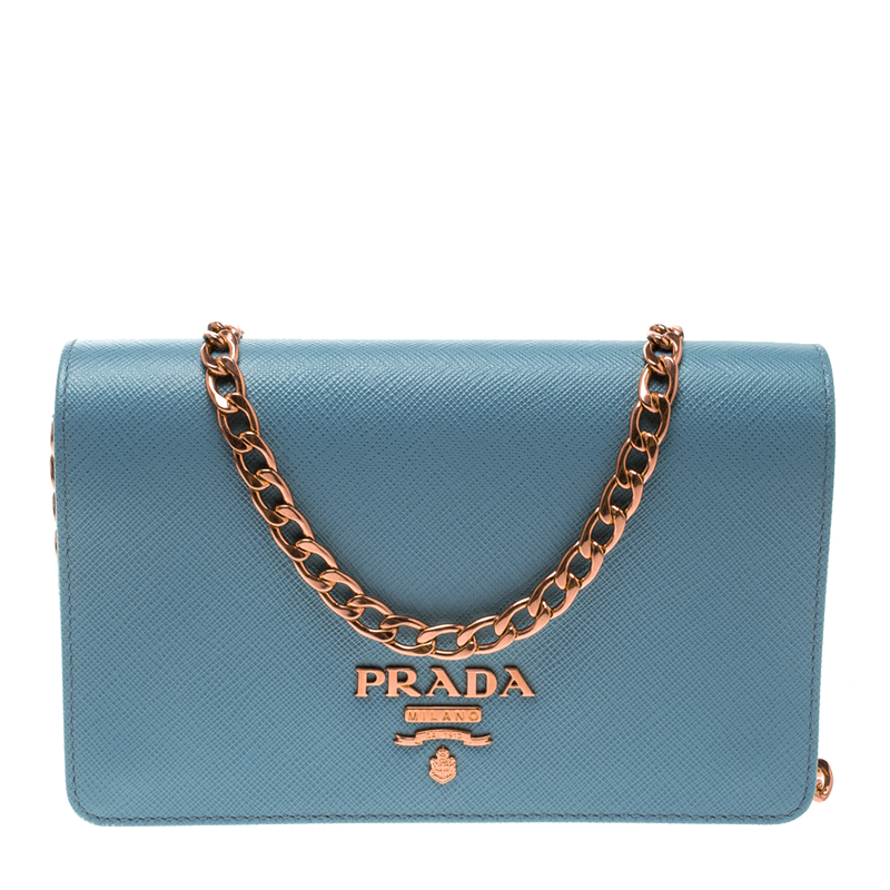 Prada Astral Blue Saffiano Lux Leather Shoulder Bag Prada | TLC