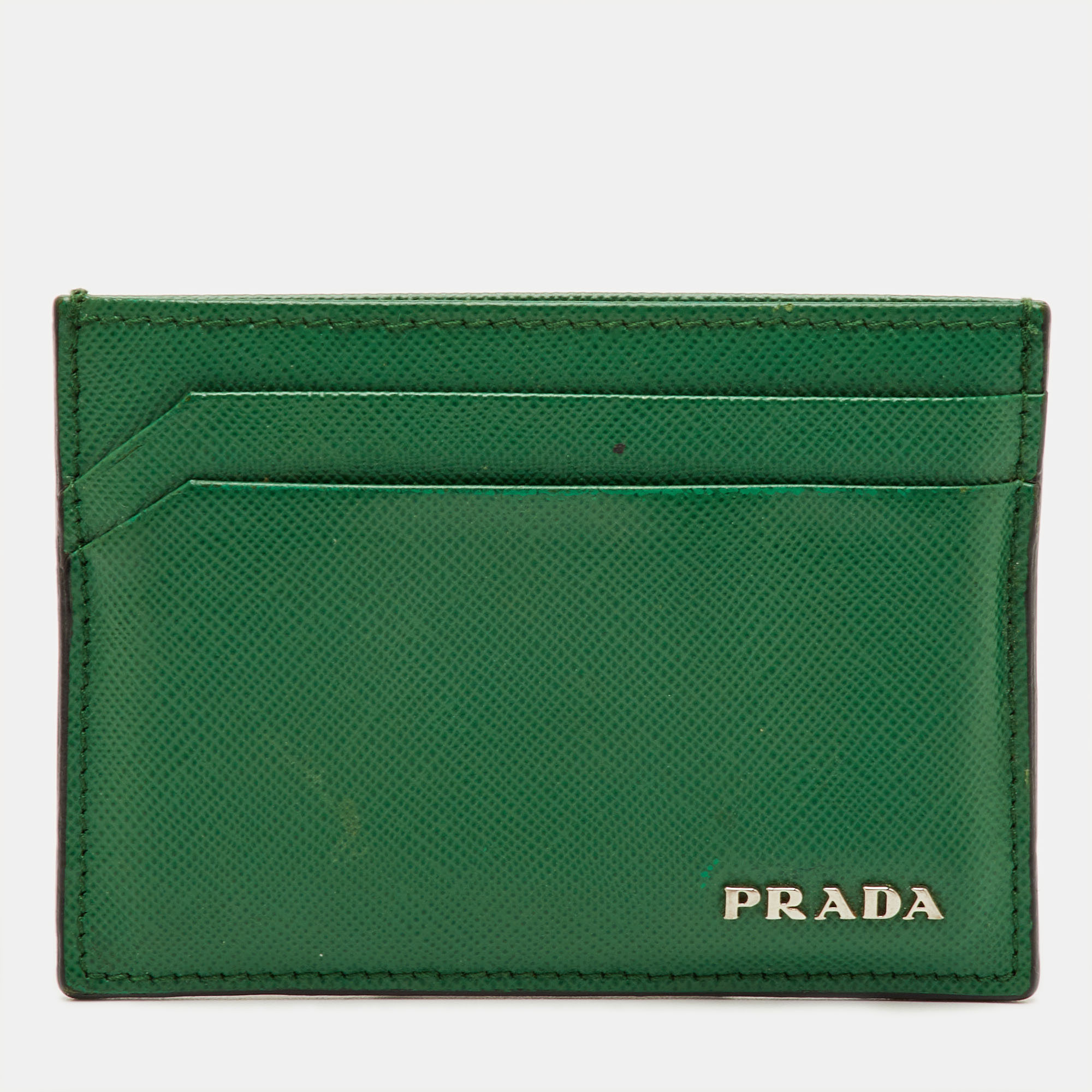 

Prada Green Saffiano Leather Card Holder