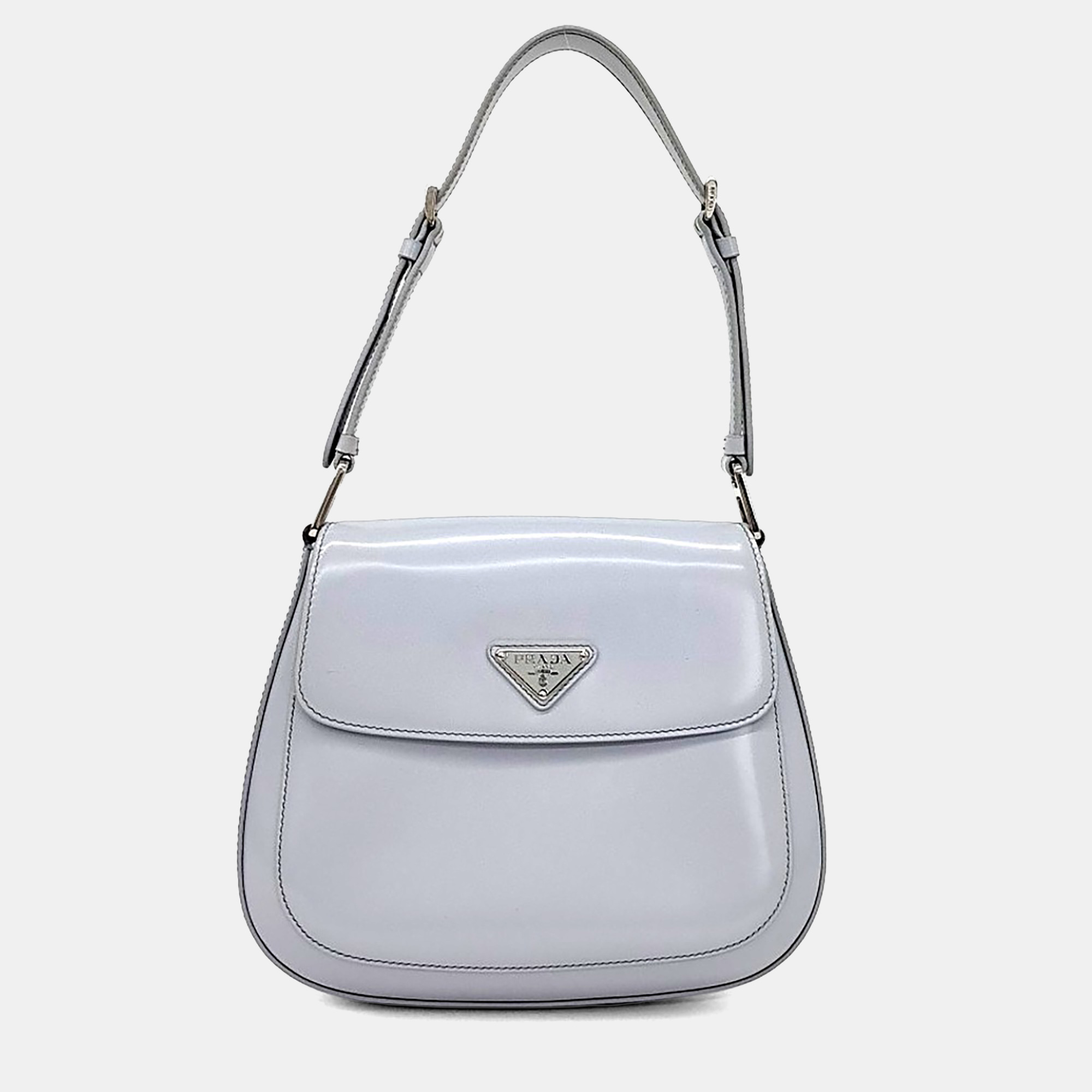 

Prada Blue Leather Cleo Brushed Shoulder Bag