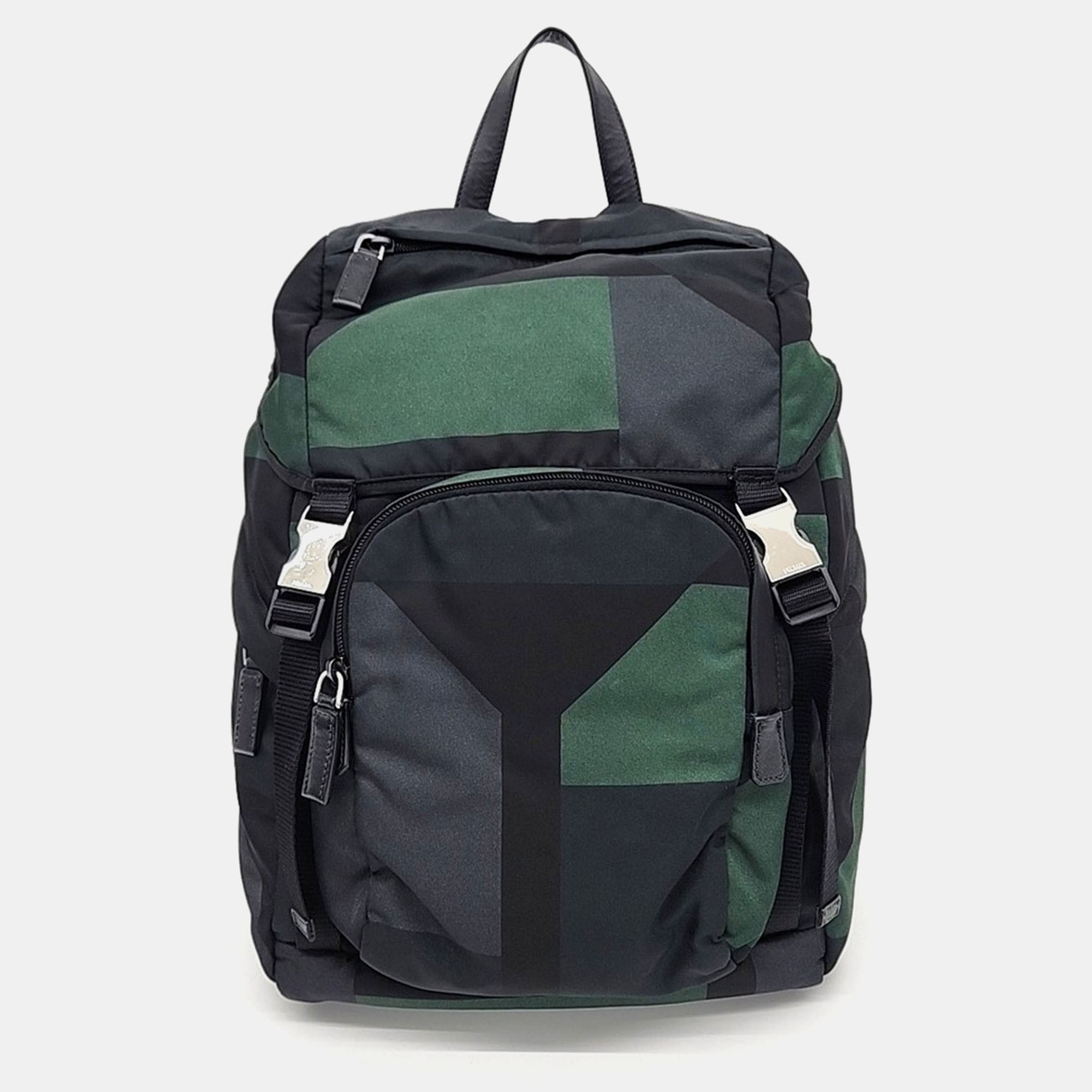 

Prada Black, Green, Navy Blue Nylon One Pocket Backpack