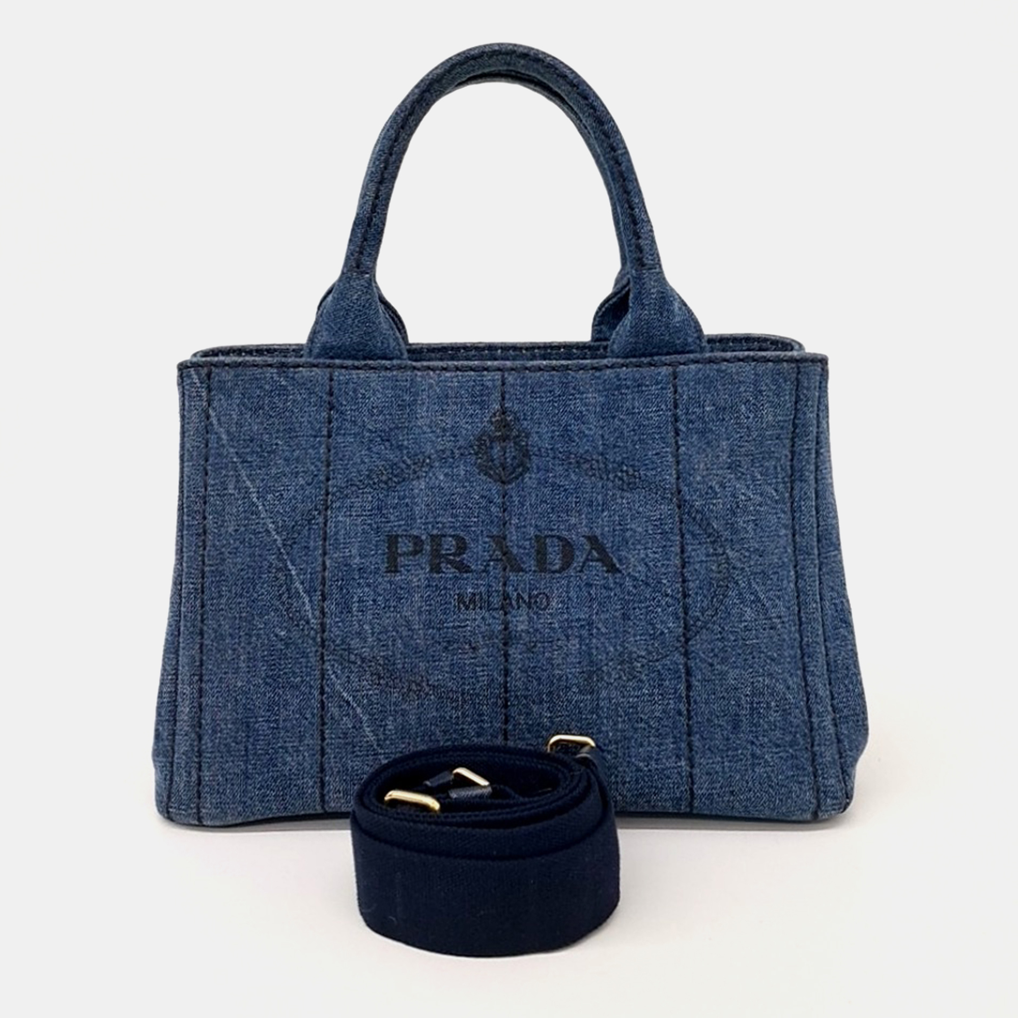 

Prada Blue Denim Canapa Tote and Shoulder Bag