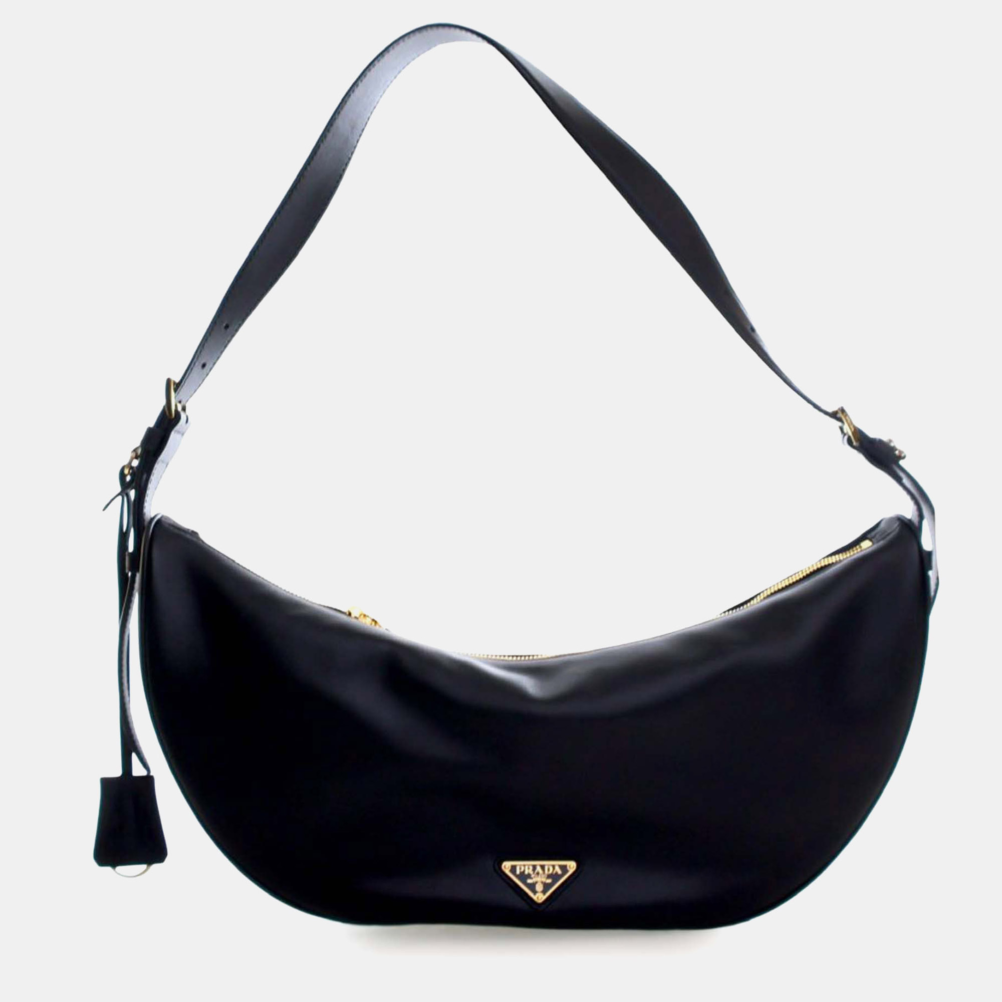 

Prada Black Large Calfskin Demi Lune Shoulder Bag