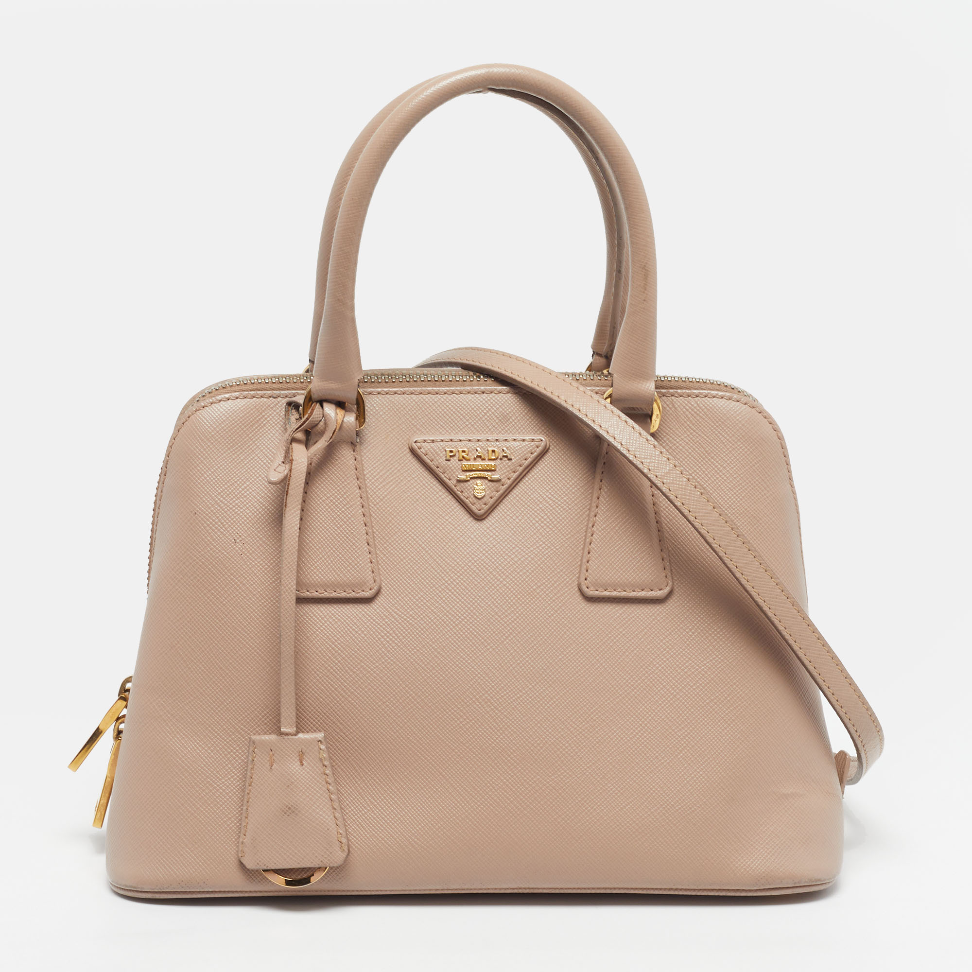 

Prada Promenade  Beige Saffiano Lux Leather Satchel