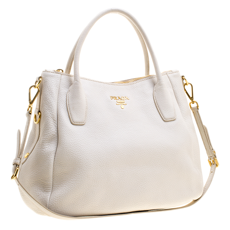 Leather clutch bag Prada White in Leather - 20609870