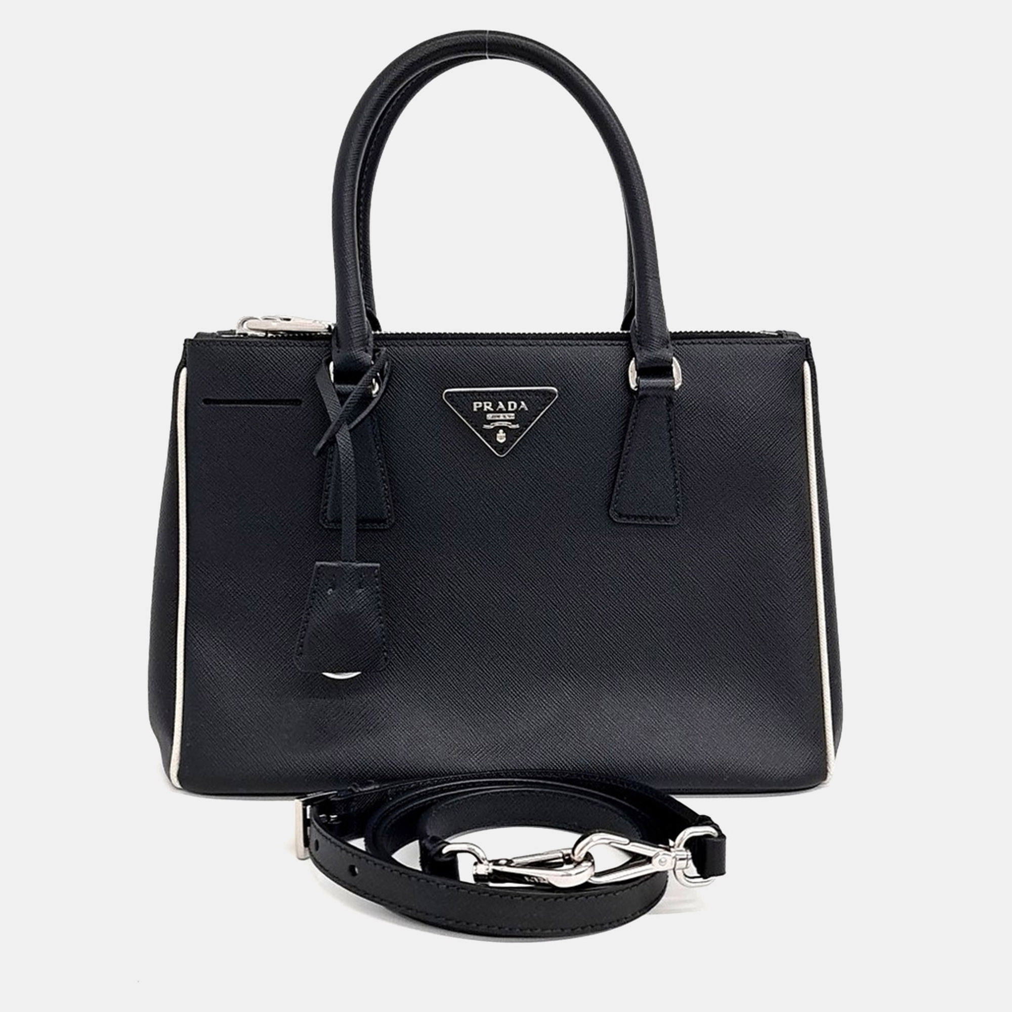 

Prada Black Leather Saffiano tote and shoulder bag