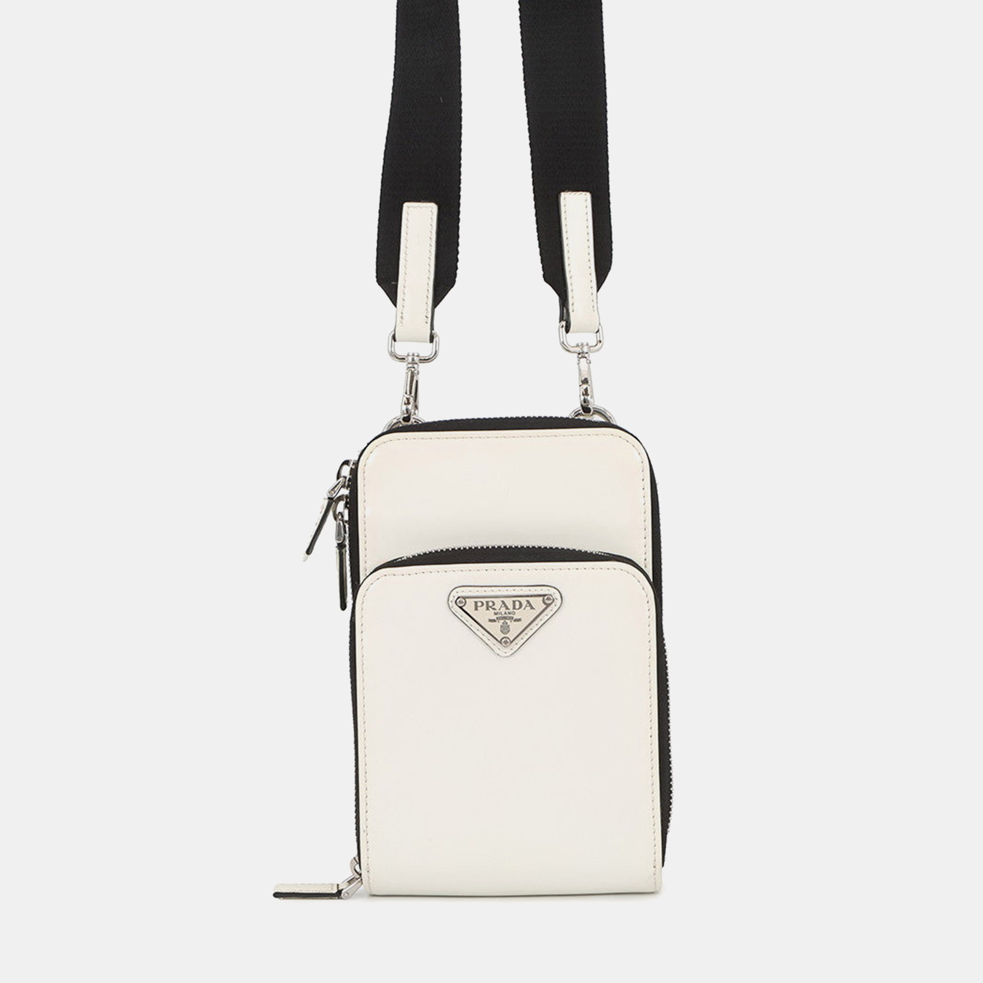 

Prada Triangle Smartphone Shoulder White Leather