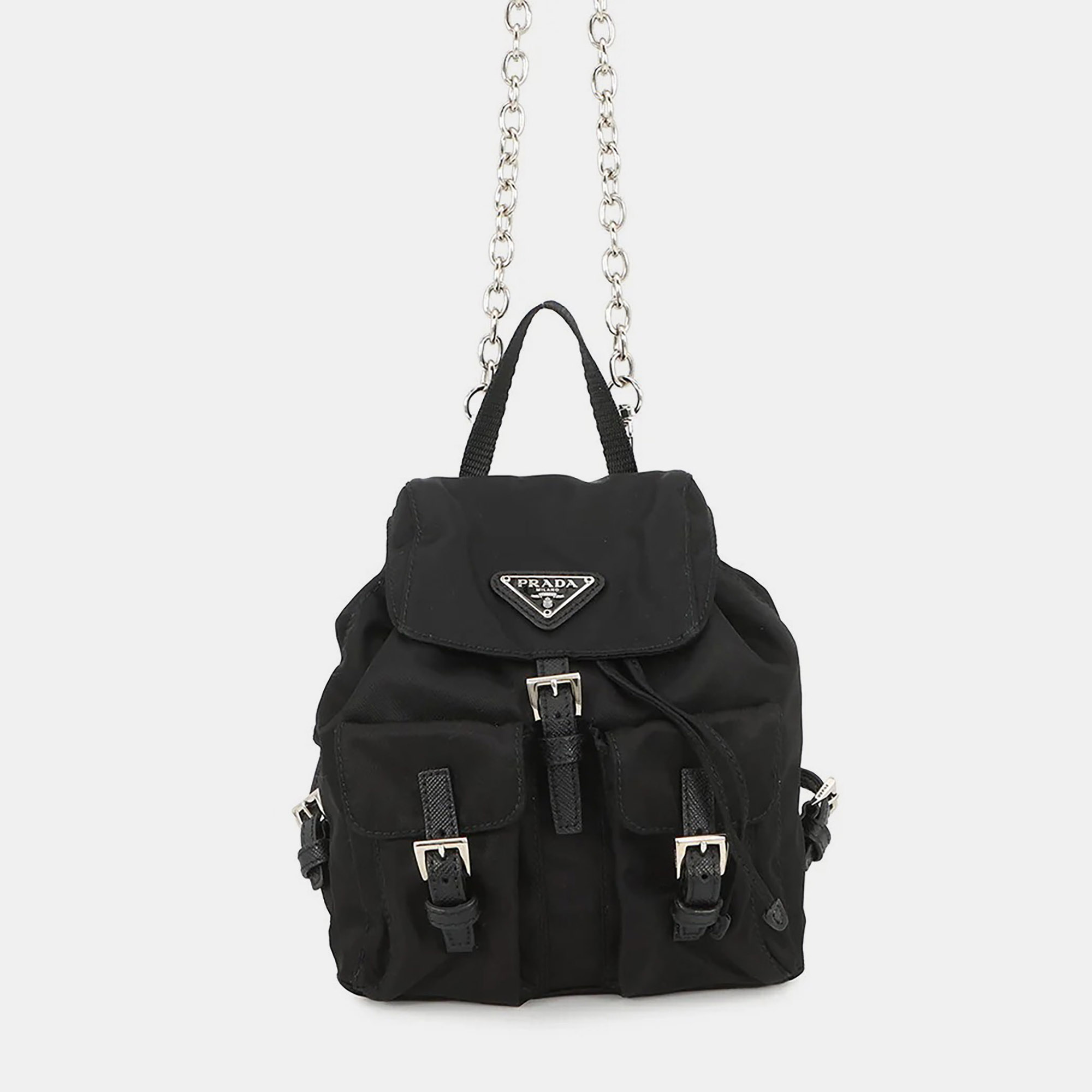 

Prada Mini Backpack Chain Shoulder Bag Black Nylon