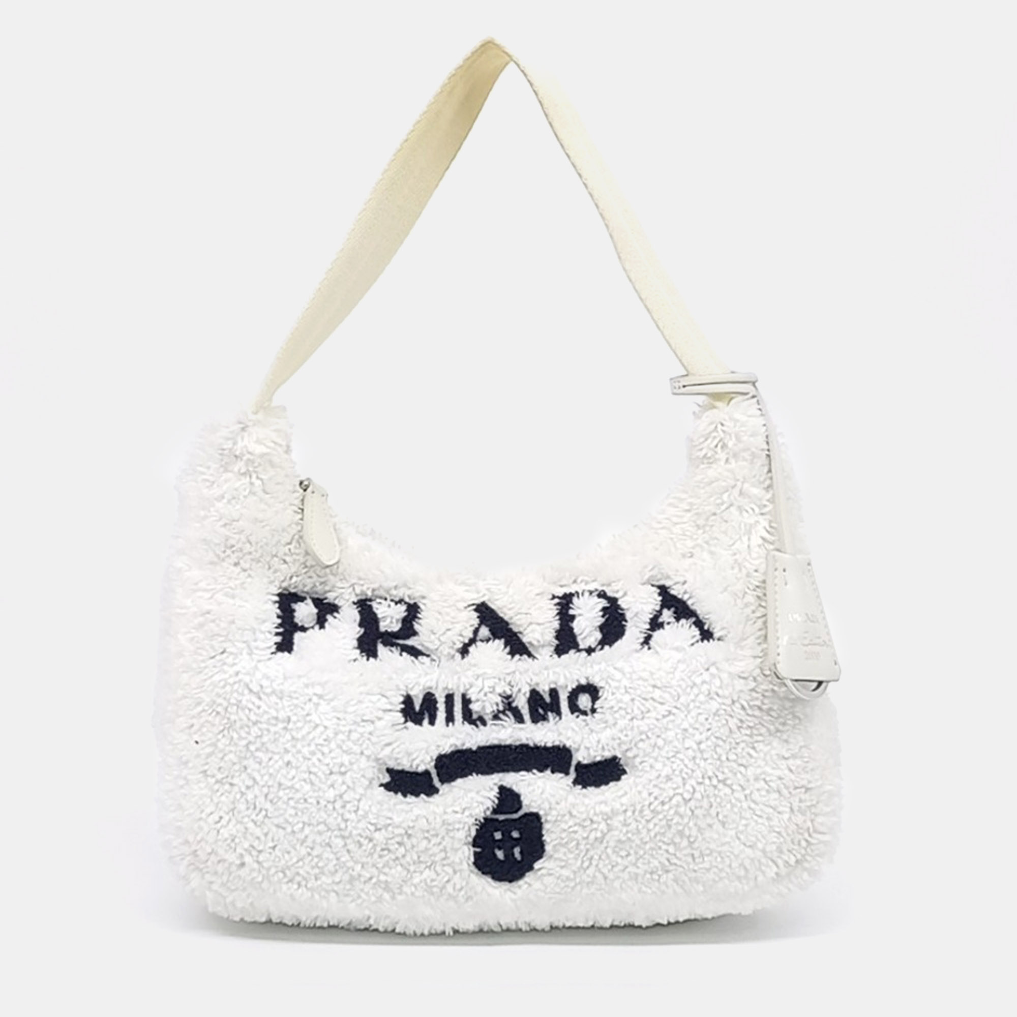 

Prada White Canvas Prada Re-edition Terry Hobo Bag