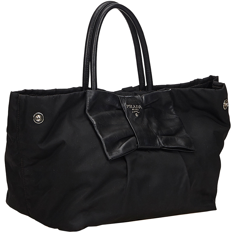 

Prada Black Nylon Tessuto Bow Tote