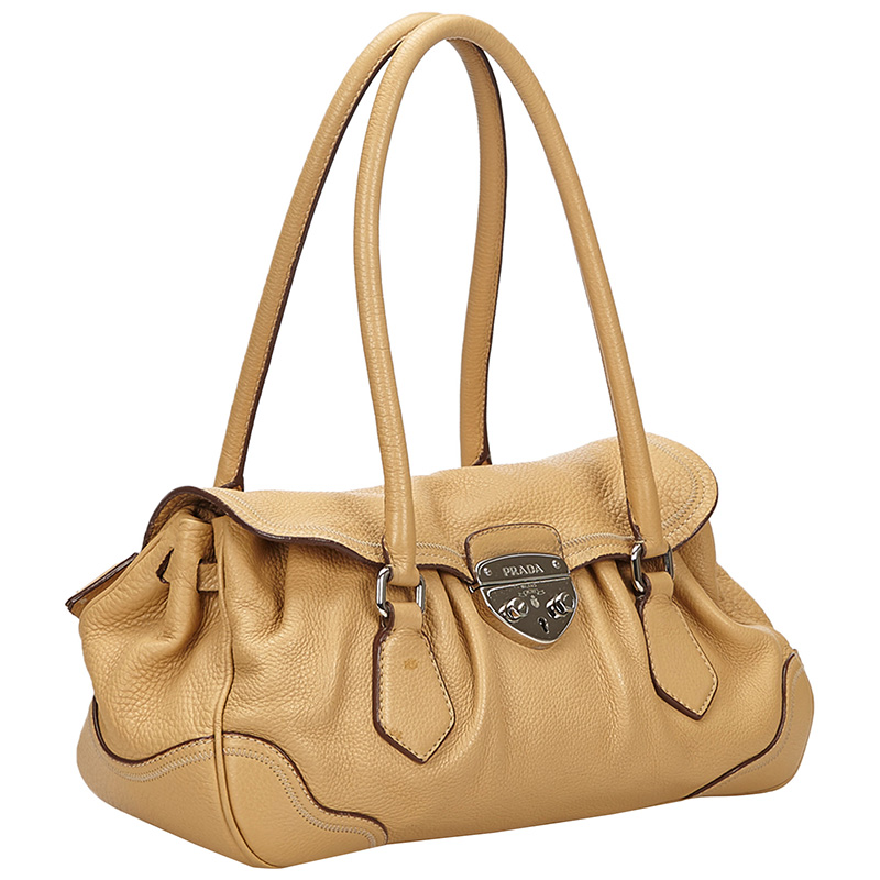 

Prada Brown Vitello Daino Leather Shoulder Bag