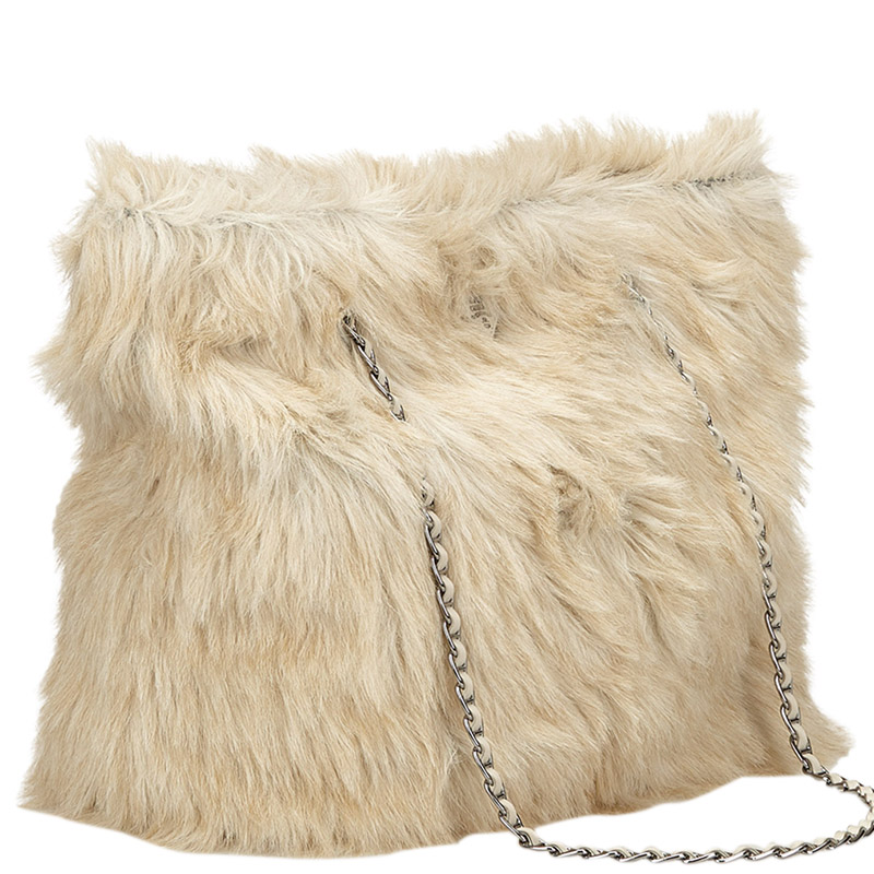 

Prada Beige Fur Shopping Tote